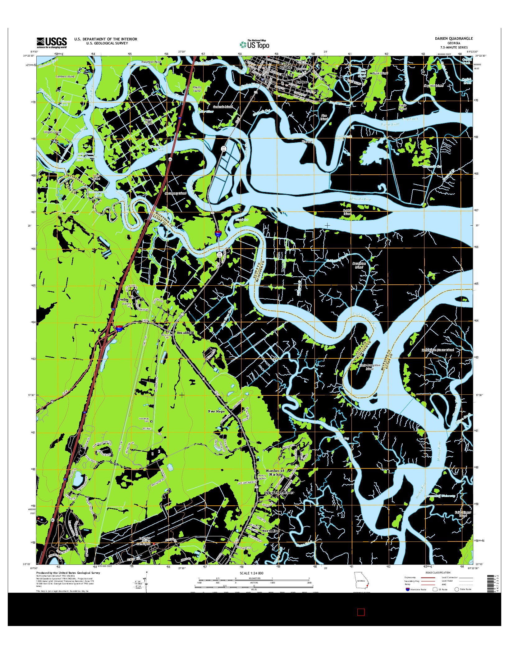 USGS US TOPO 7.5-MINUTE MAP FOR DARIEN, GA 2014