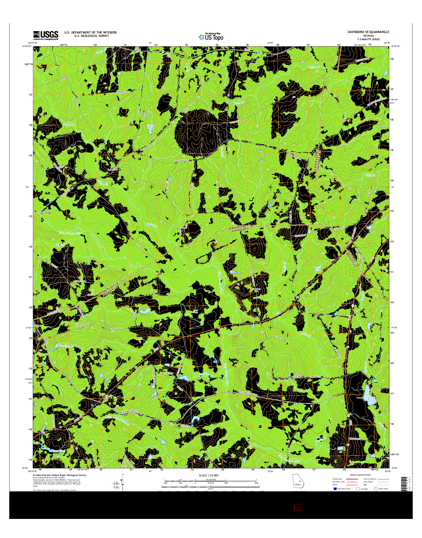 USGS US TOPO 7.5-MINUTE MAP FOR DAVISBORO SE, GA 2014