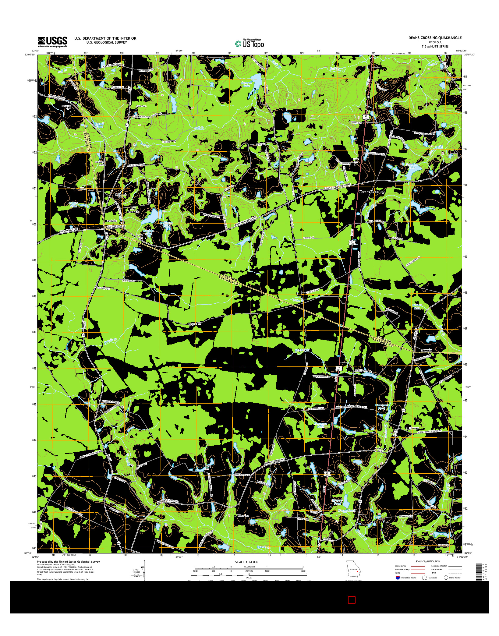 USGS US TOPO 7.5-MINUTE MAP FOR DEANS CROSSING, GA 2014