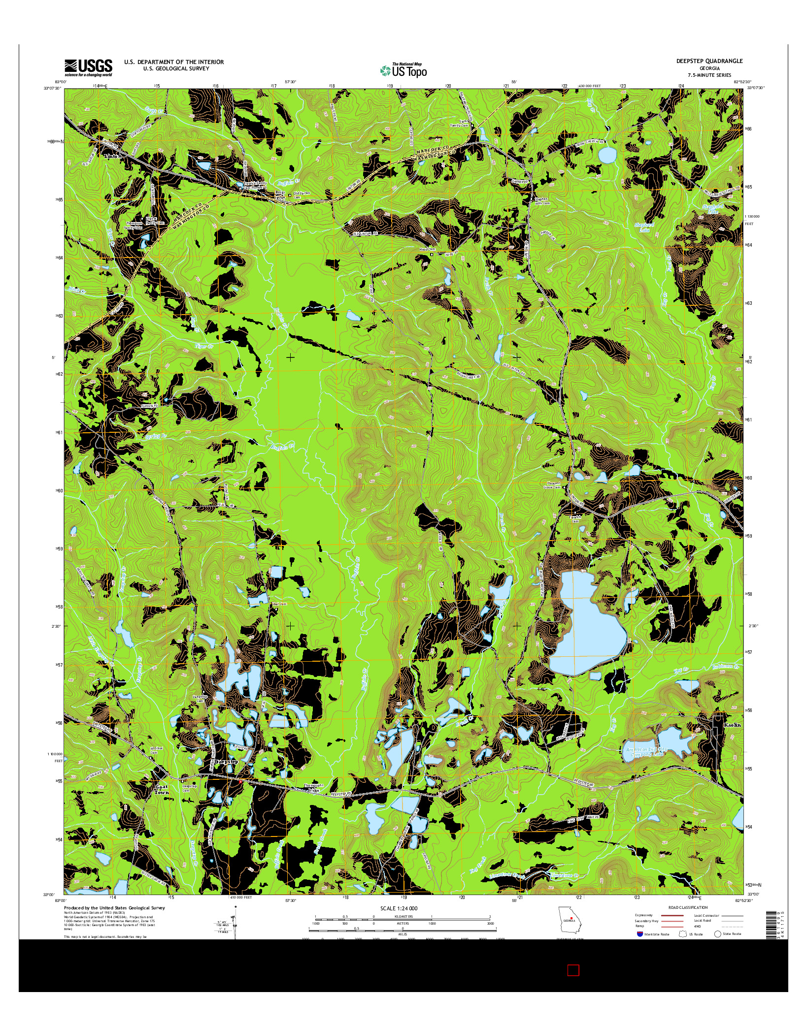 USGS US TOPO 7.5-MINUTE MAP FOR DEEPSTEP, GA 2014