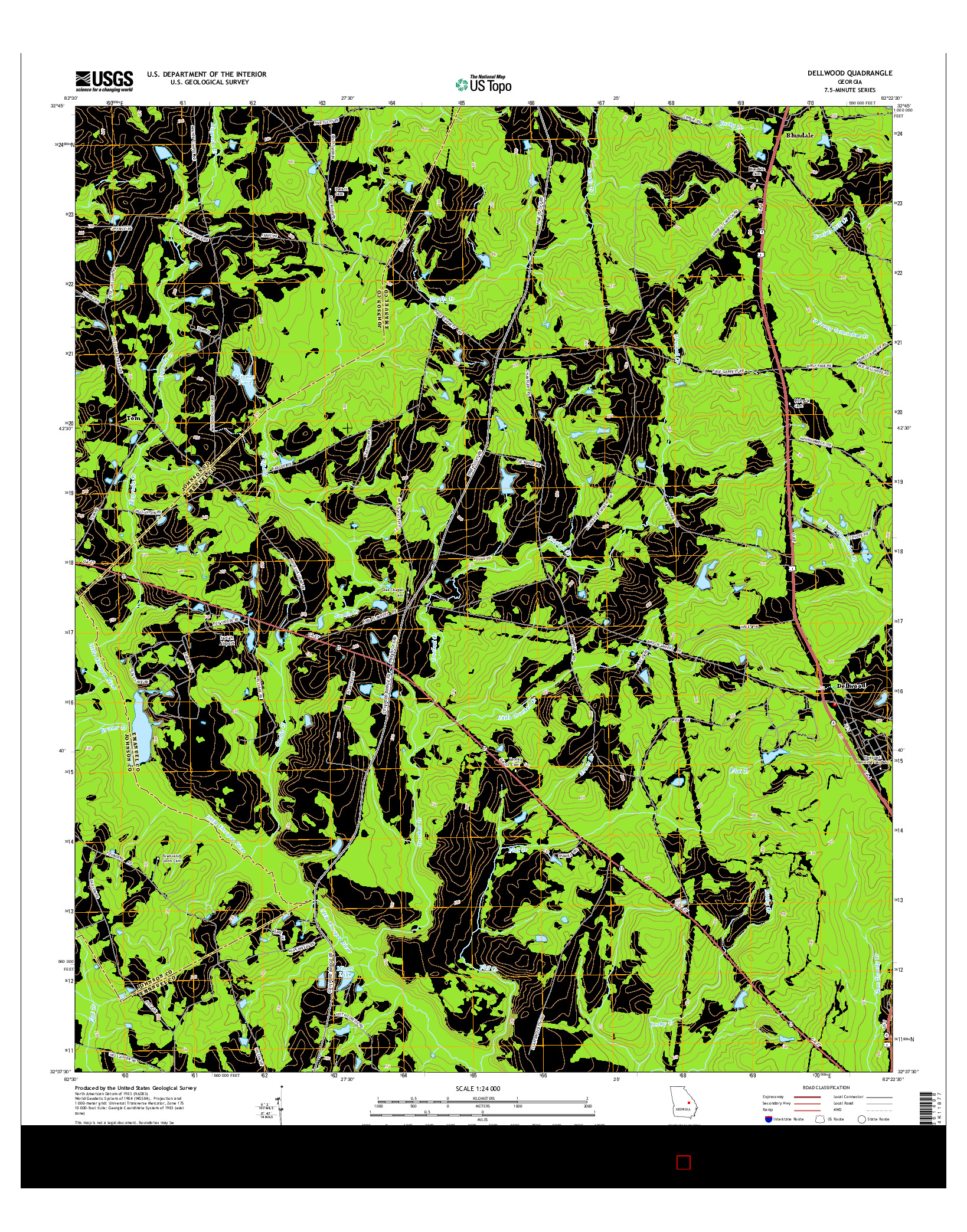 USGS US TOPO 7.5-MINUTE MAP FOR DELLWOOD, GA 2014