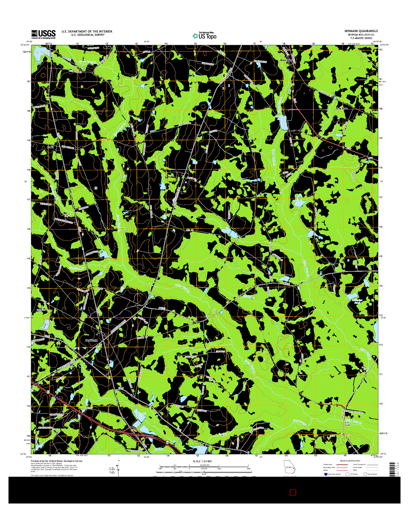 USGS US TOPO 7.5-MINUTE MAP FOR DENMARK, GA 2014
