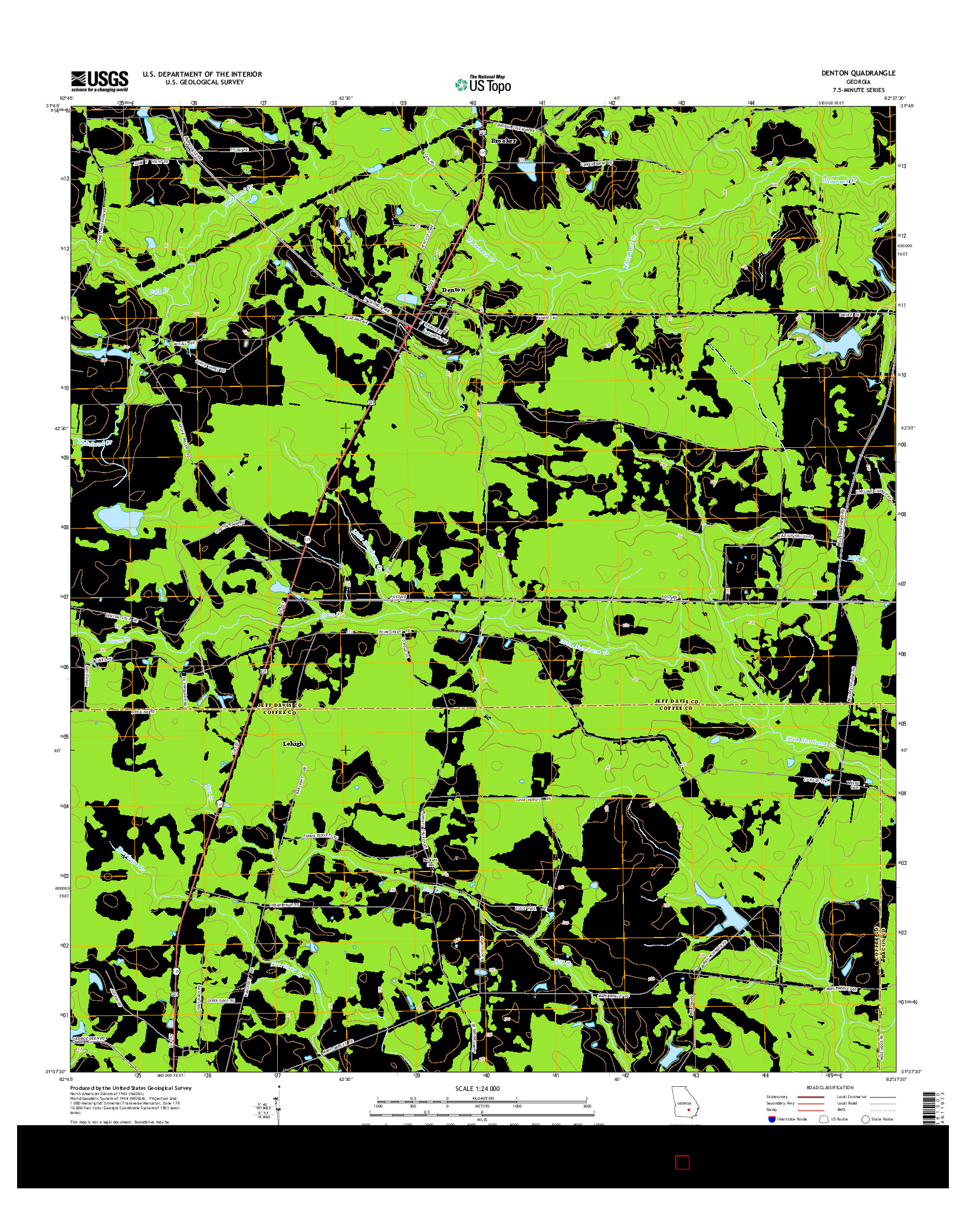 USGS US TOPO 7.5-MINUTE MAP FOR DENTON, GA 2014