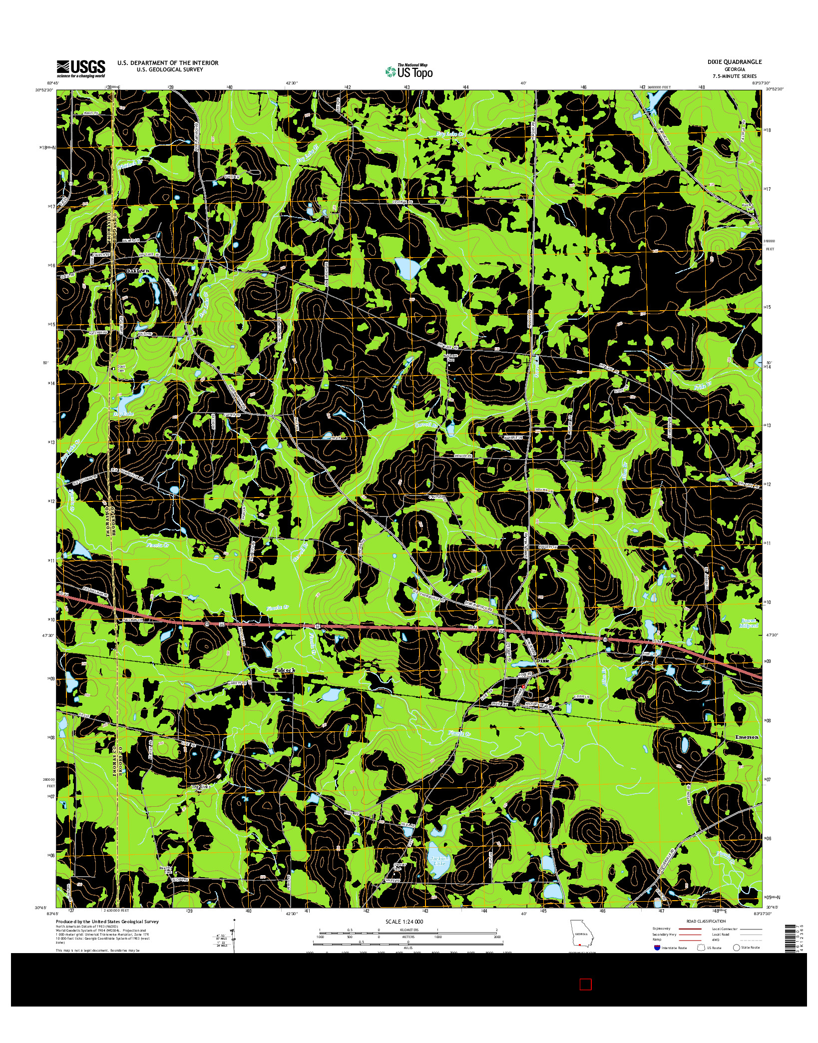 USGS US TOPO 7.5-MINUTE MAP FOR DIXIE, GA 2014