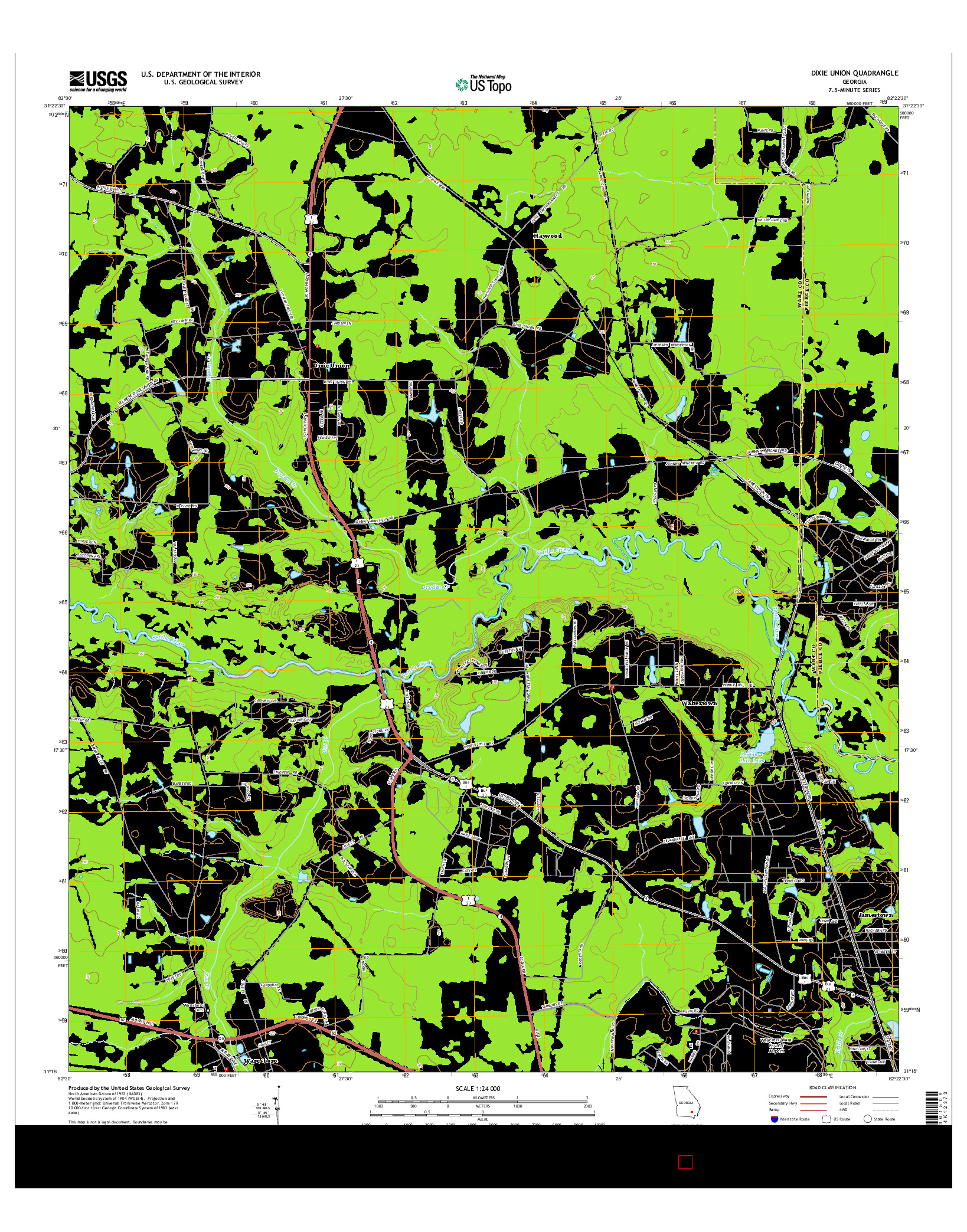 USGS US TOPO 7.5-MINUTE MAP FOR DIXIE UNION, GA 2014