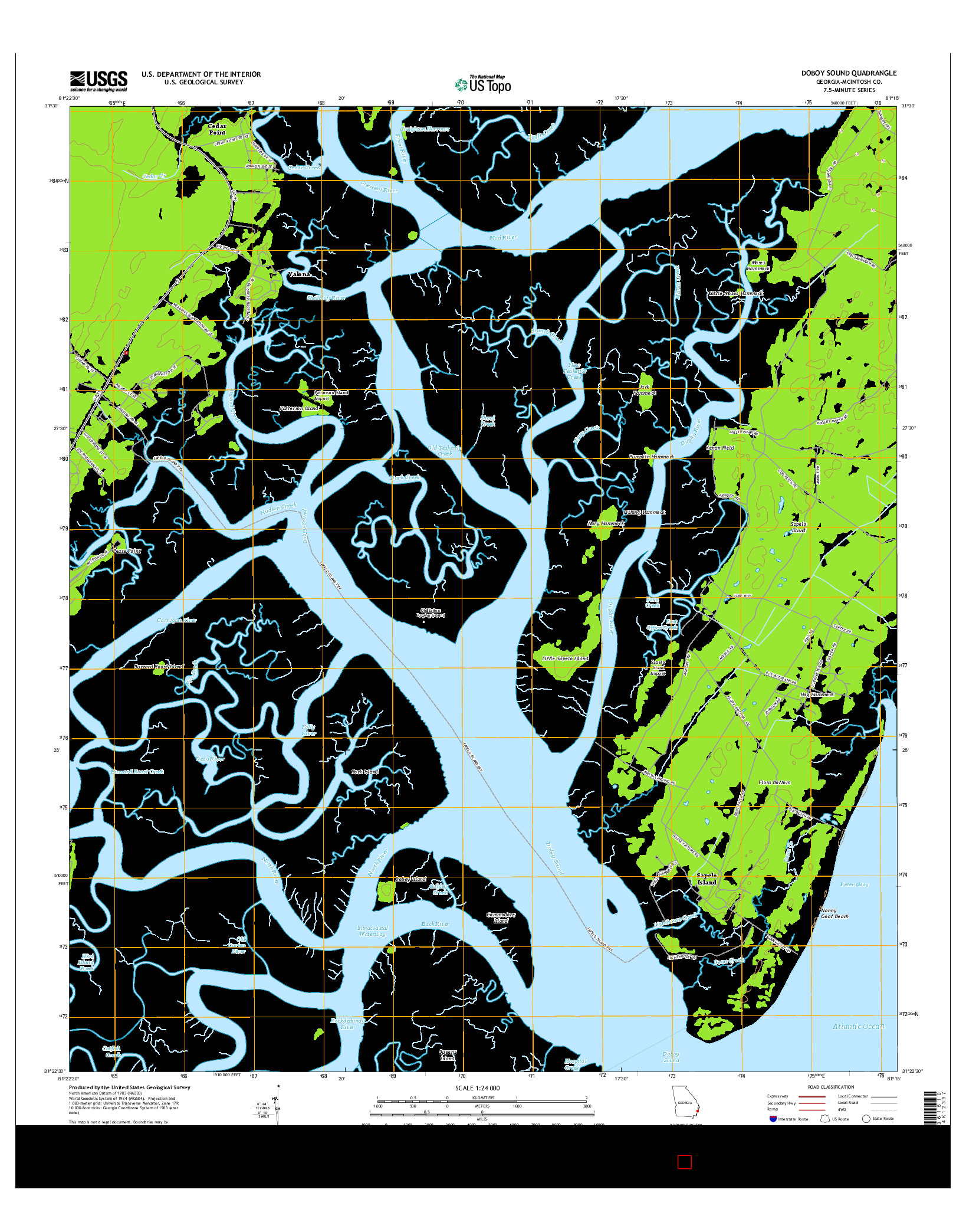 USGS US TOPO 7.5-MINUTE MAP FOR DOBOY SOUND, GA 2014