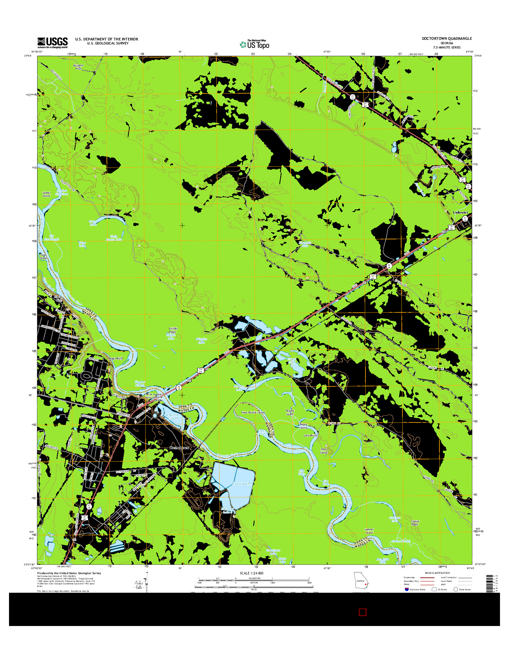 USGS US TOPO 7.5-MINUTE MAP FOR DOCTORTOWN, GA 2014