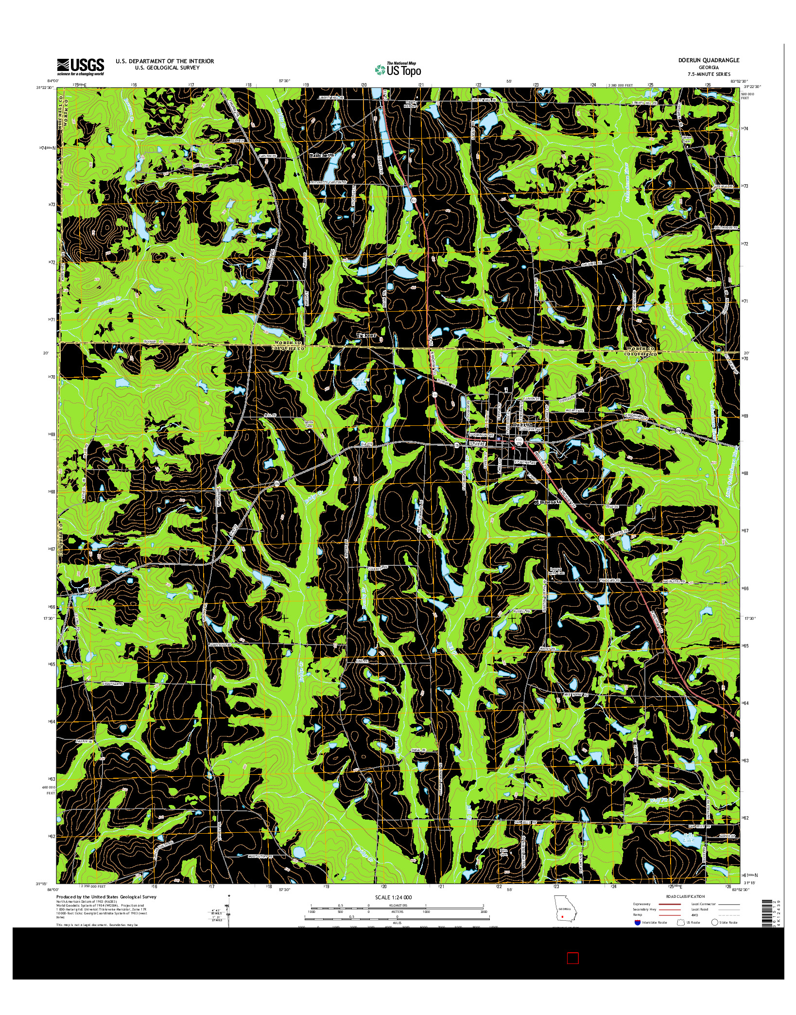 USGS US TOPO 7.5-MINUTE MAP FOR DOERUN, GA 2014