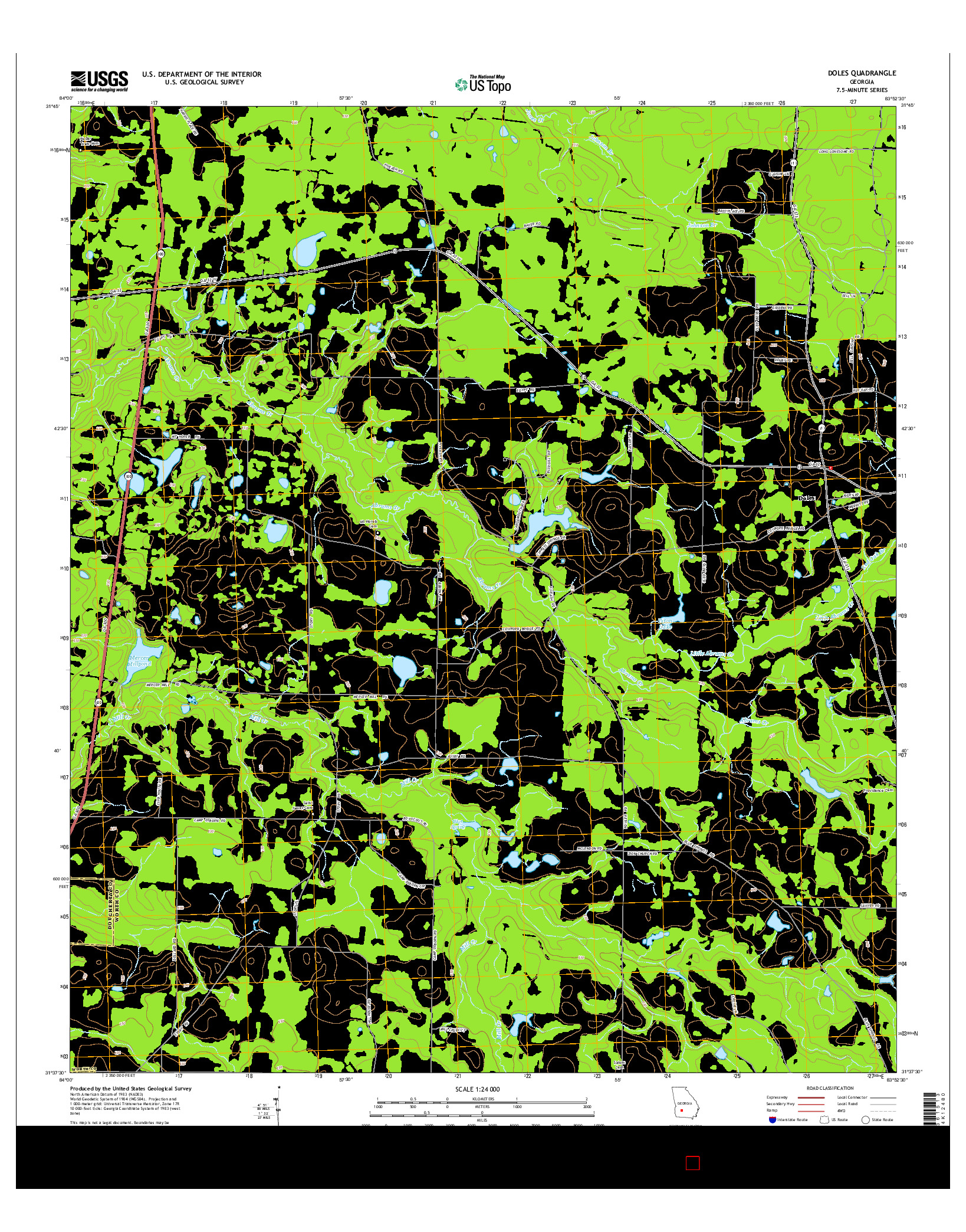 USGS US TOPO 7.5-MINUTE MAP FOR DOLES, GA 2014