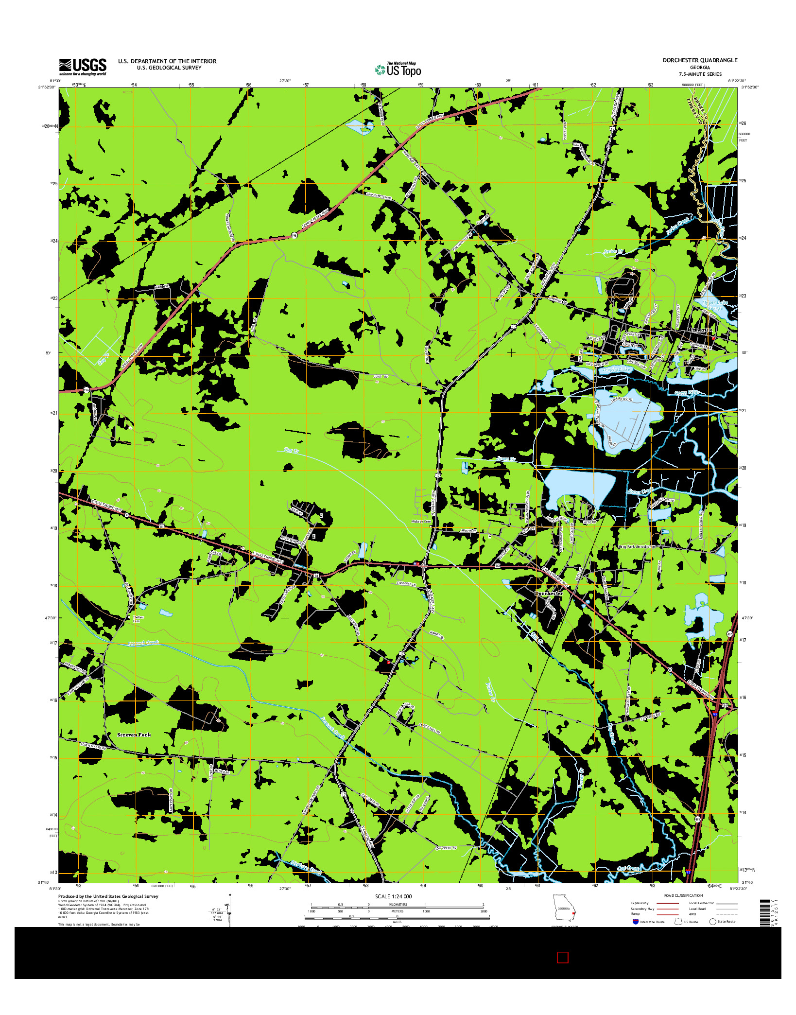 USGS US TOPO 7.5-MINUTE MAP FOR DORCHESTER, GA 2014