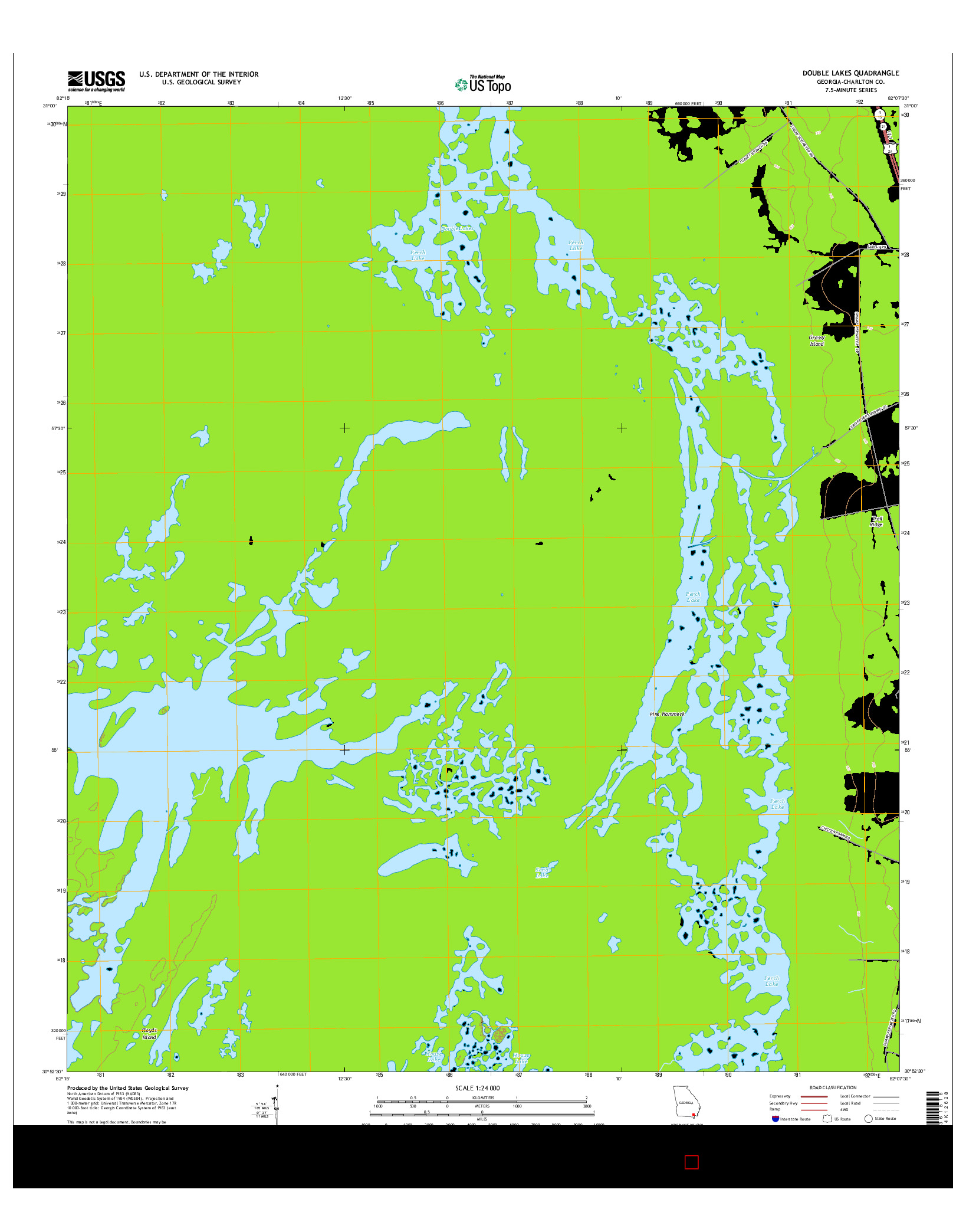 USGS US TOPO 7.5-MINUTE MAP FOR DOUBLE LAKES, GA 2014