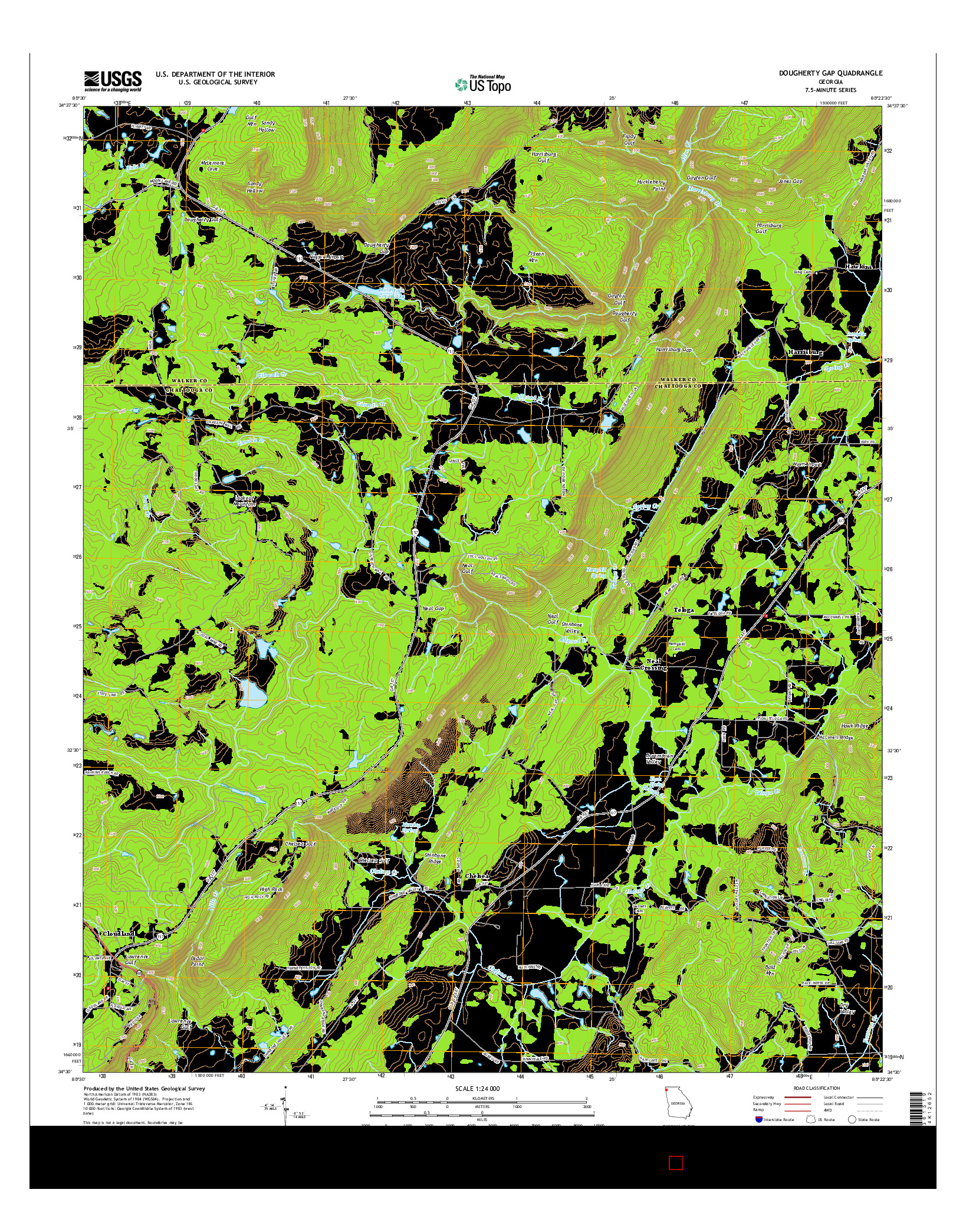 USGS US TOPO 7.5-MINUTE MAP FOR DOUGHERTY GAP, GA 2014