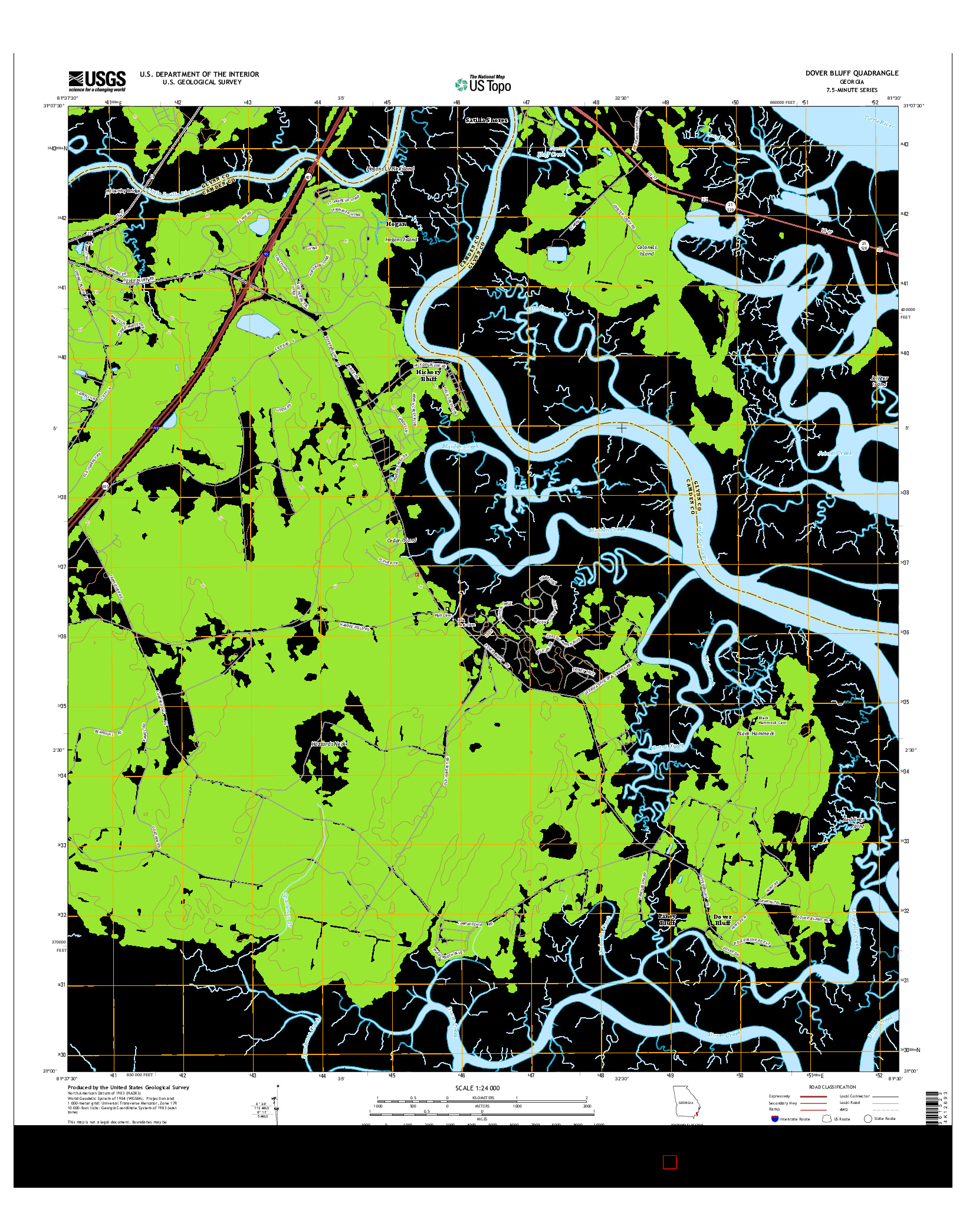 USGS US TOPO 7.5-MINUTE MAP FOR DOVER BLUFF, GA 2014