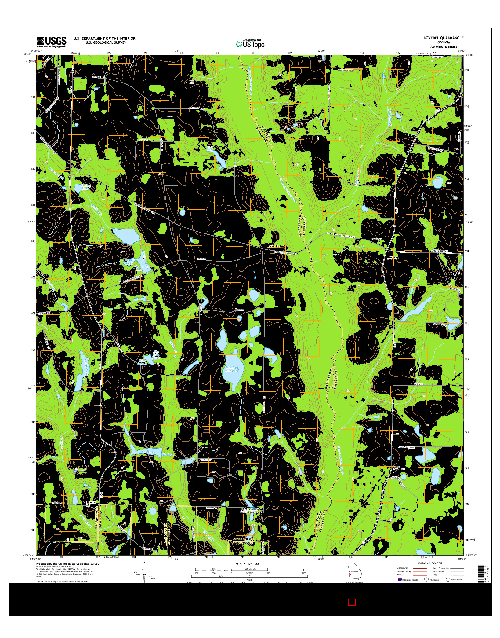 USGS US TOPO 7.5-MINUTE MAP FOR DOVEREL, GA 2014