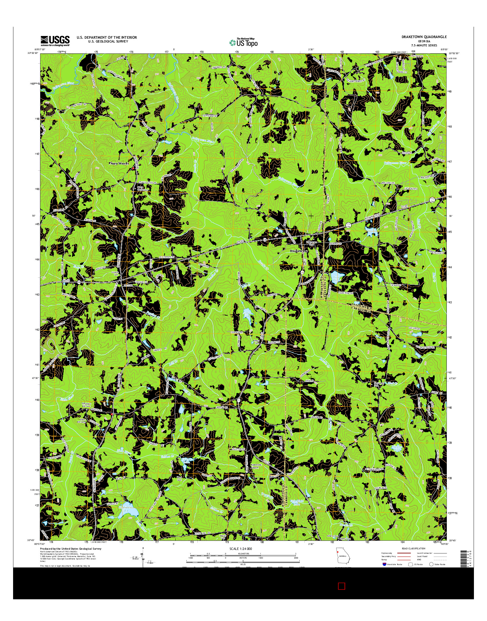 USGS US TOPO 7.5-MINUTE MAP FOR DRAKETOWN, GA 2014