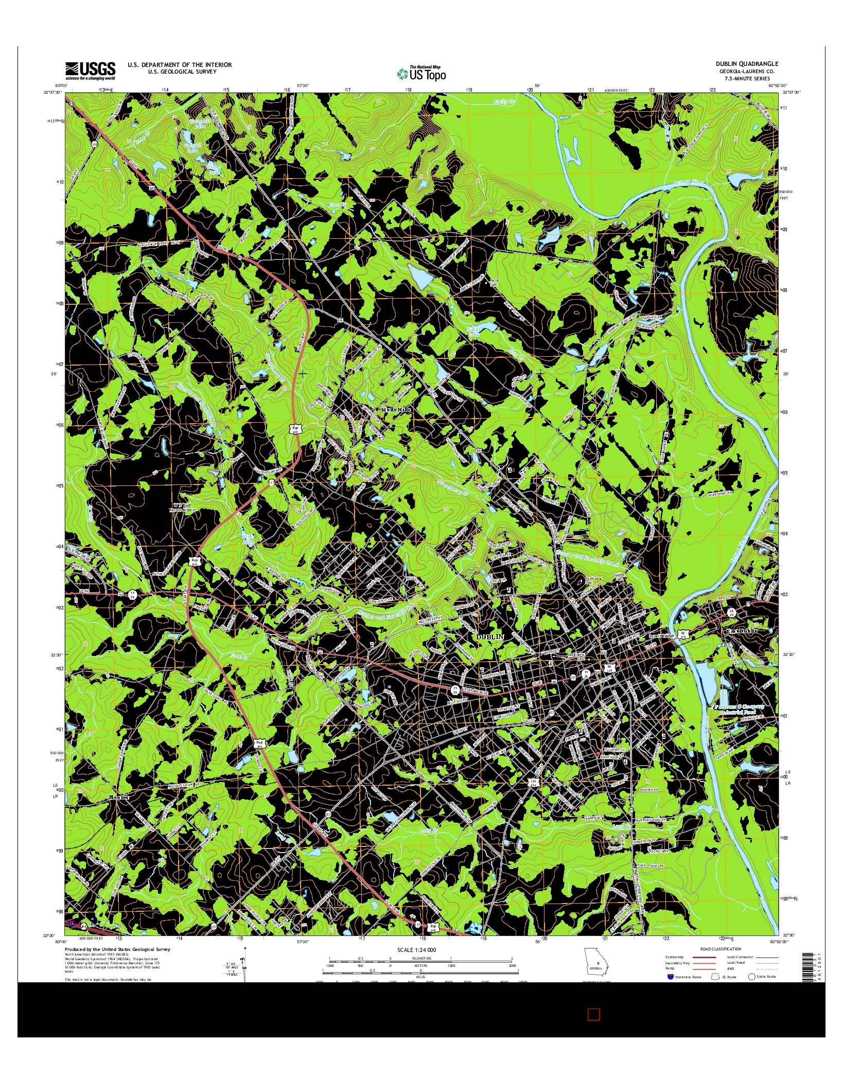 USGS US TOPO 7.5-MINUTE MAP FOR DUBLIN, GA 2014