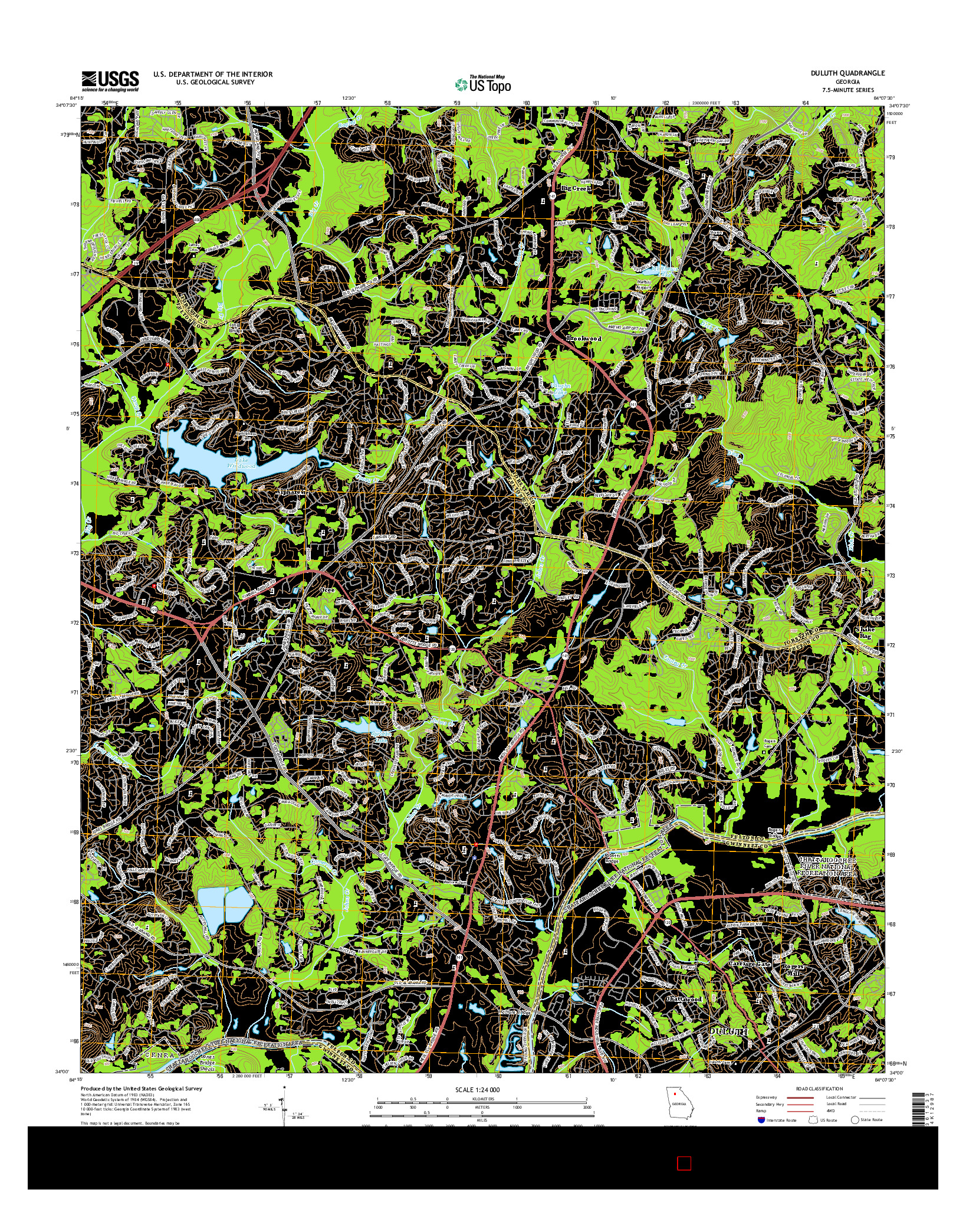 USGS US TOPO 7.5-MINUTE MAP FOR DULUTH, GA 2014
