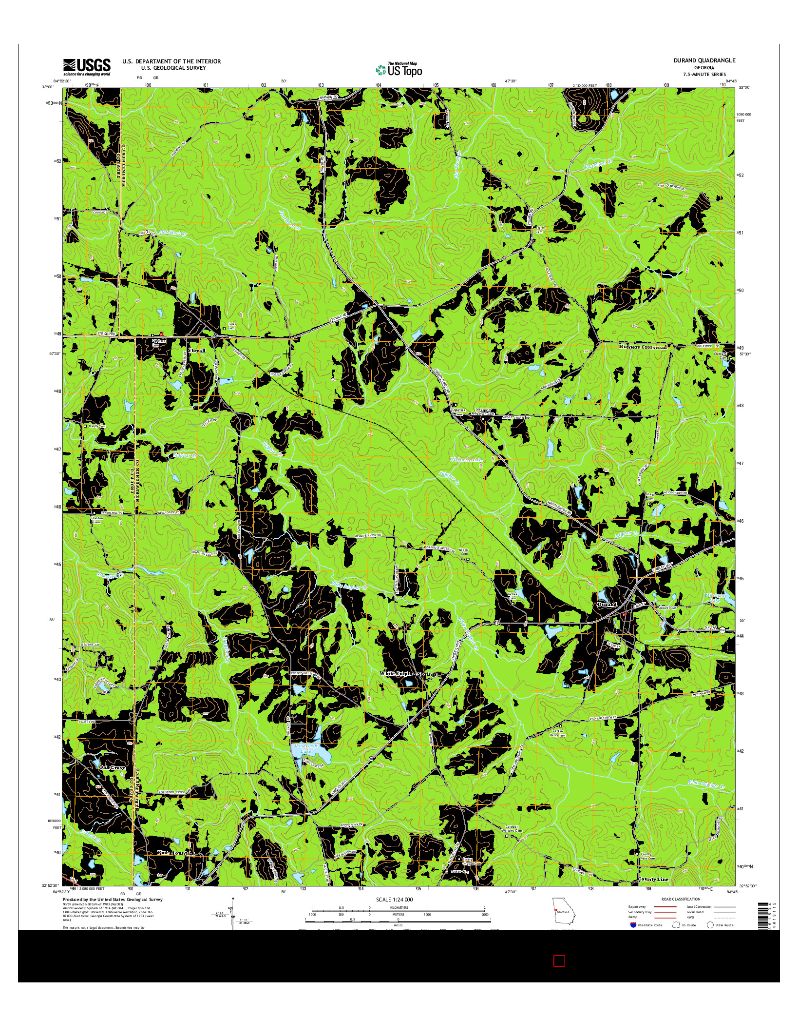 USGS US TOPO 7.5-MINUTE MAP FOR DURAND, GA 2014