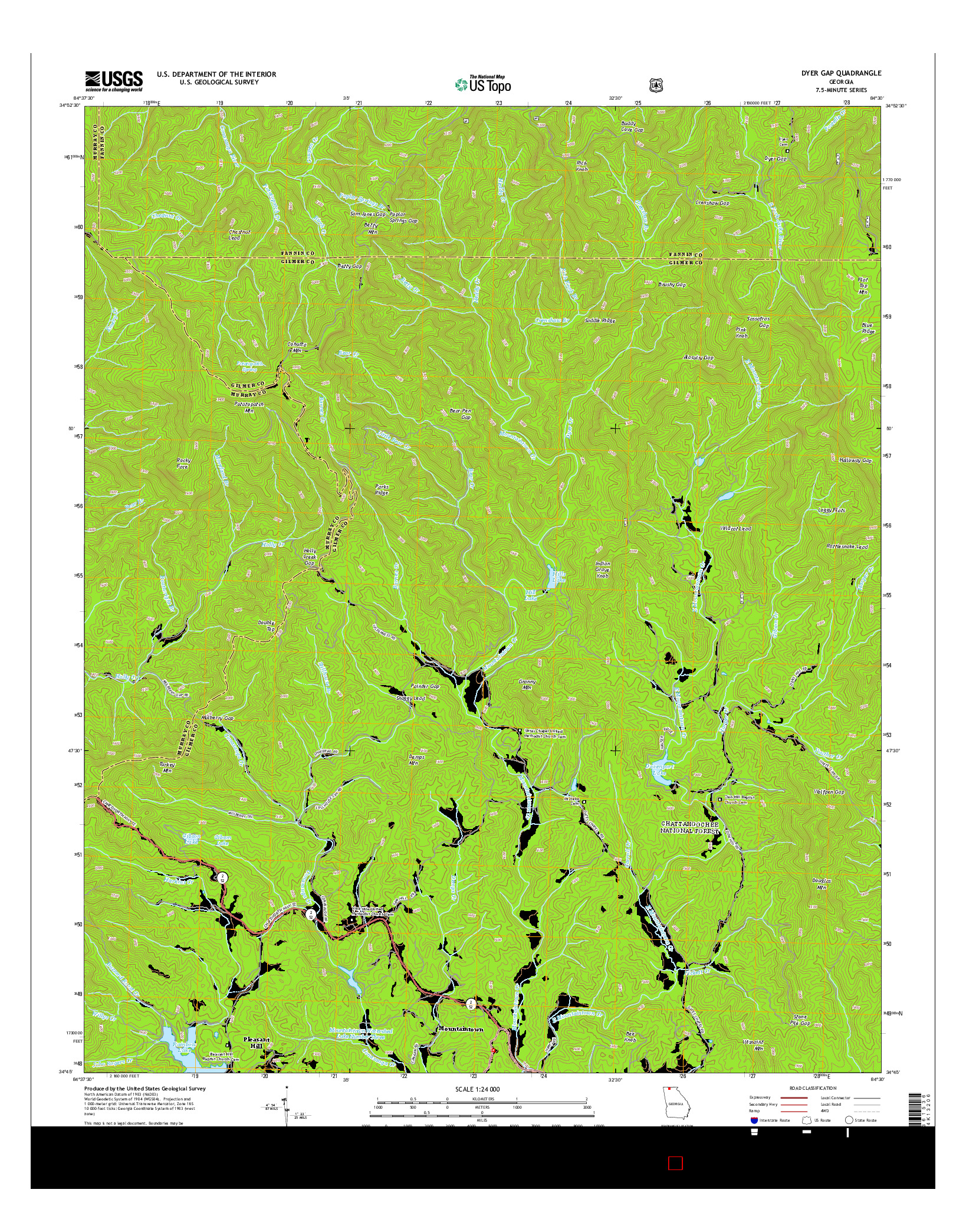 USGS US TOPO 7.5-MINUTE MAP FOR DYER GAP, GA 2014