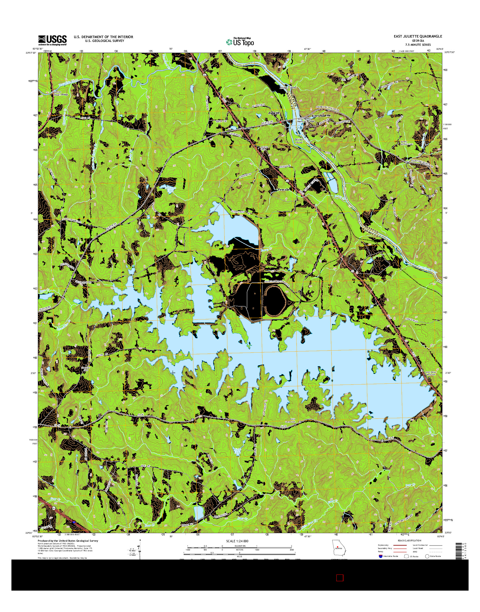 USGS US TOPO 7.5-MINUTE MAP FOR EAST JULIETTE, GA 2014