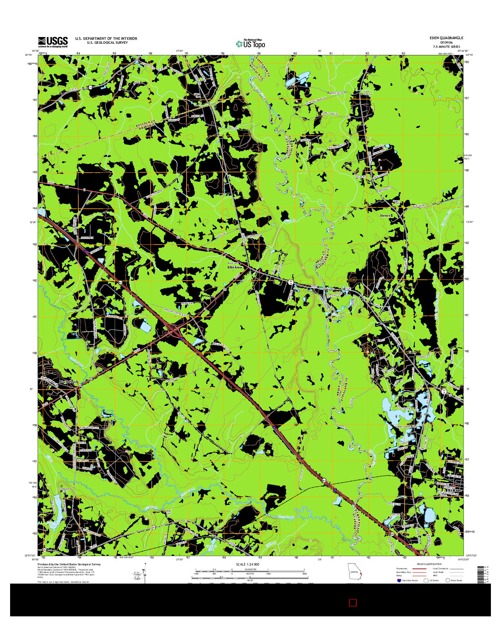 USGS US TOPO 7.5-MINUTE MAP FOR EDEN, GA 2014
