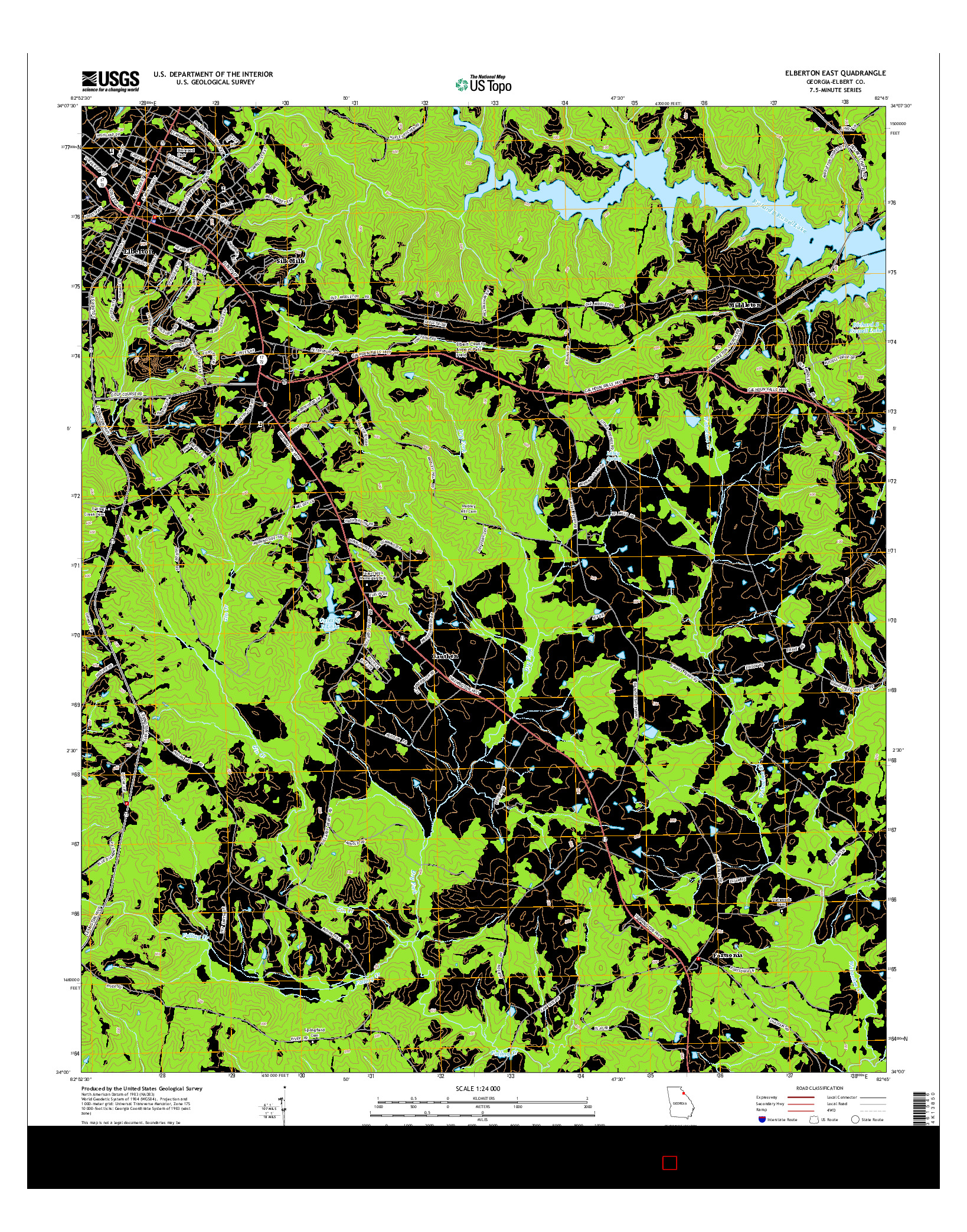 USGS US TOPO 7.5-MINUTE MAP FOR ELBERTON EAST, GA 2014