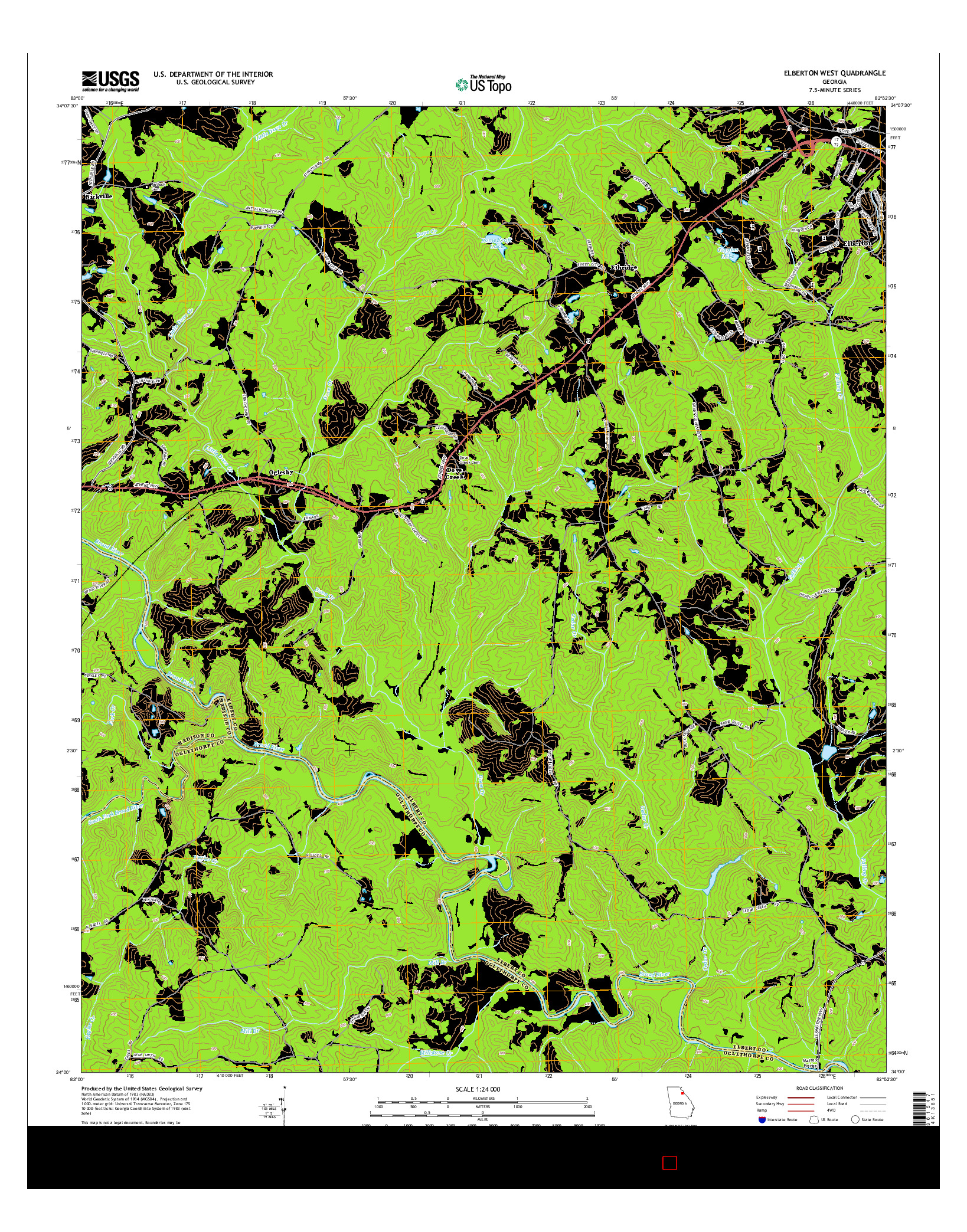 USGS US TOPO 7.5-MINUTE MAP FOR ELBERTON WEST, GA 2014