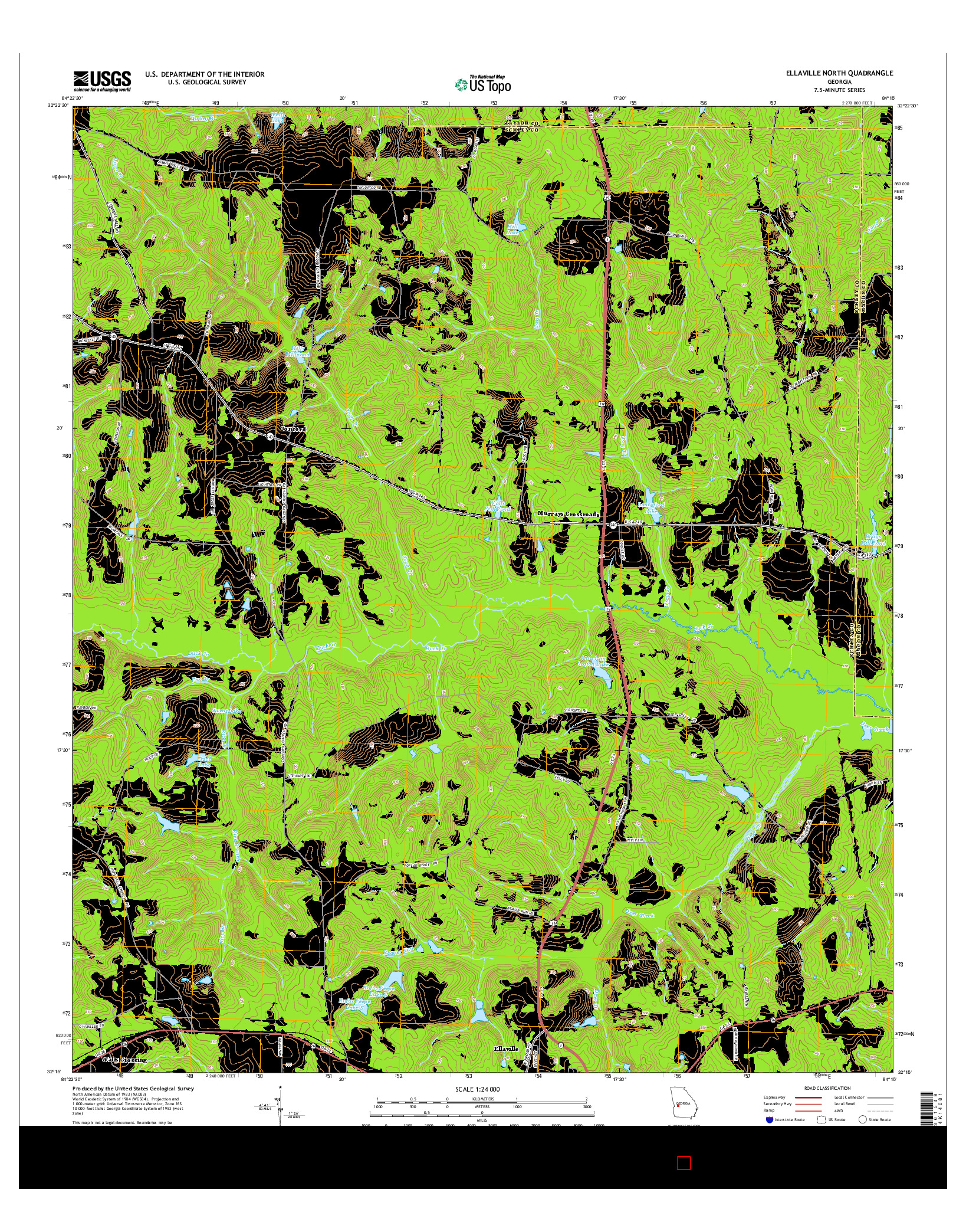 USGS US TOPO 7.5-MINUTE MAP FOR ELLAVILLE NORTH, GA 2014