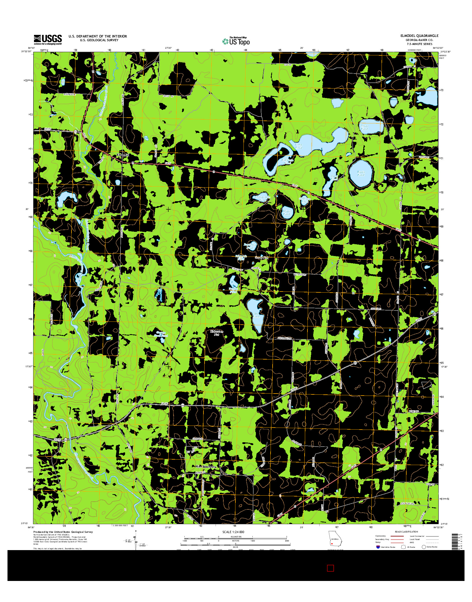 USGS US TOPO 7.5-MINUTE MAP FOR ELMODEL, GA 2014
