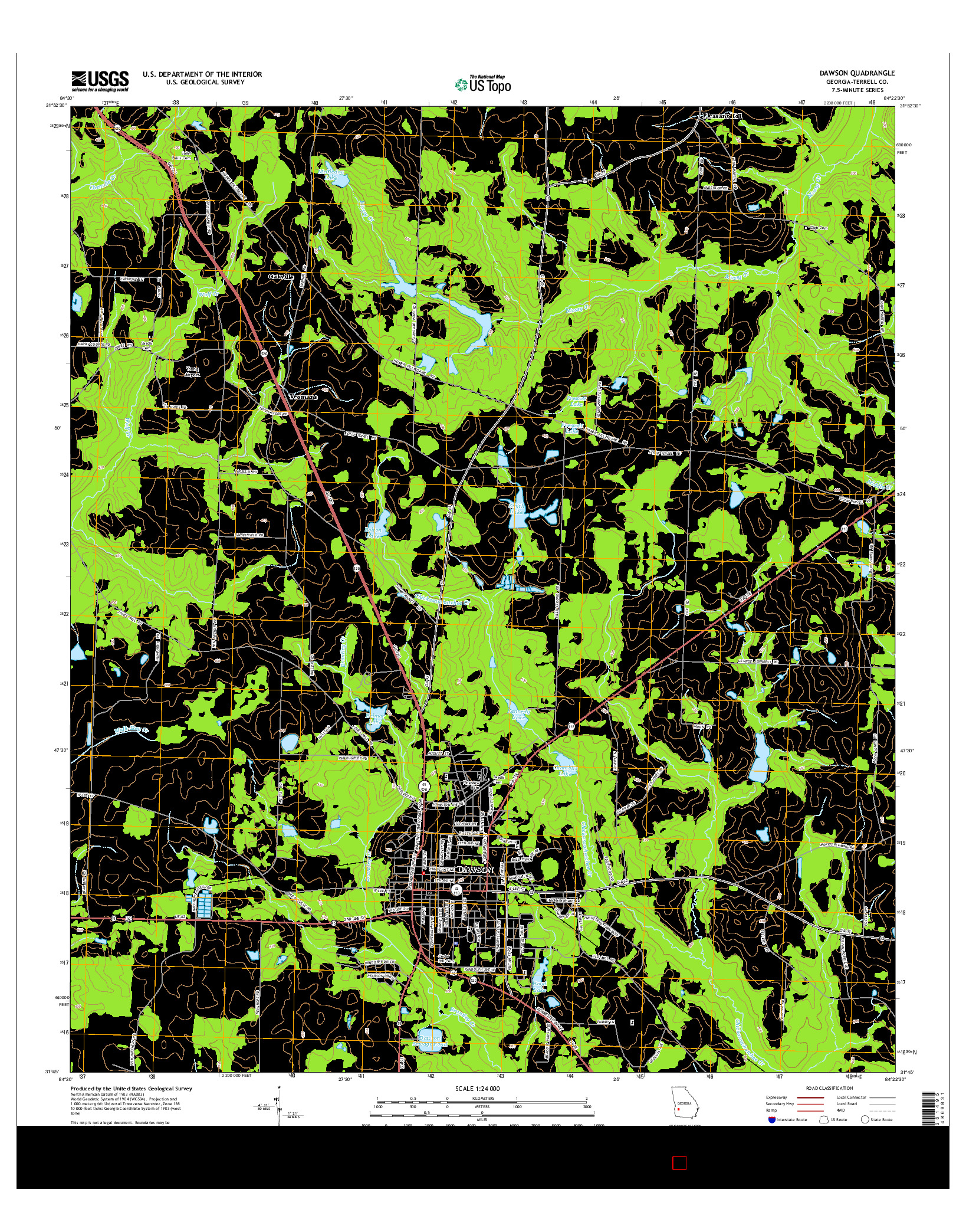 USGS US TOPO 7.5-MINUTE MAP FOR DAWSON, GA 2014