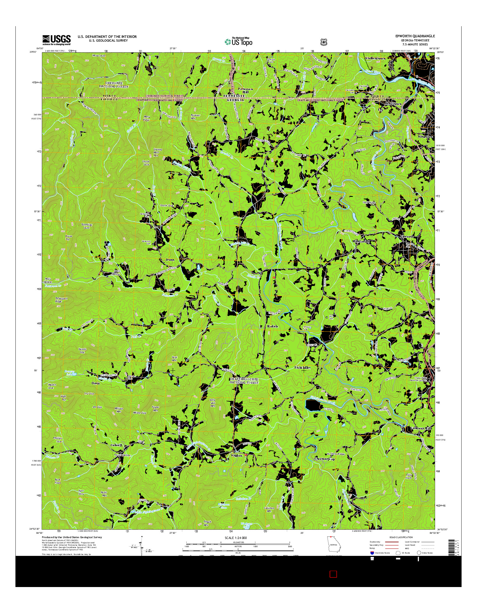 USGS US TOPO 7.5-MINUTE MAP FOR EPWORTH, GA-TN 2014
