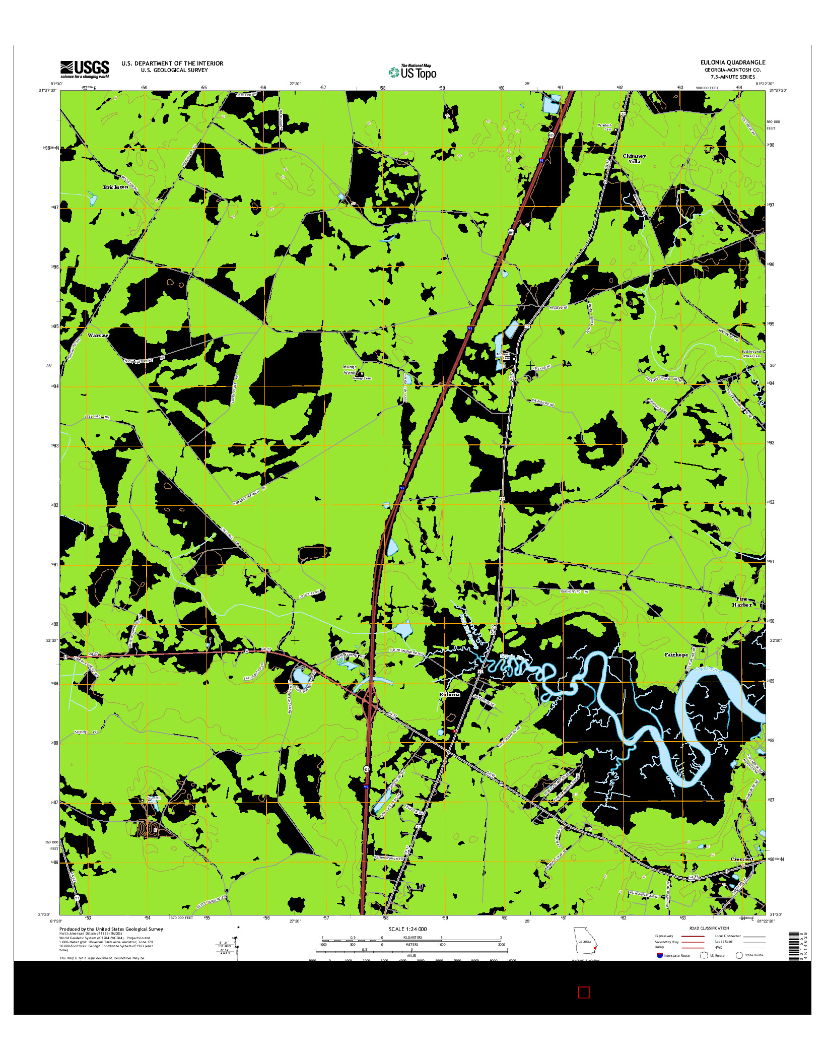 USGS US TOPO 7.5-MINUTE MAP FOR EULONIA, GA 2014