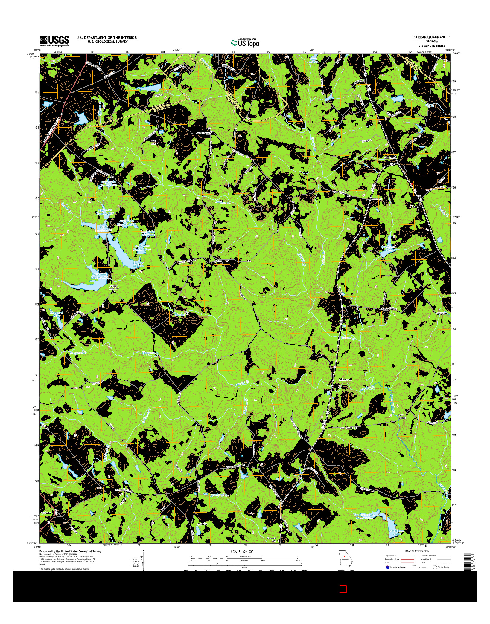 USGS US TOPO 7.5-MINUTE MAP FOR FARRAR, GA 2014
