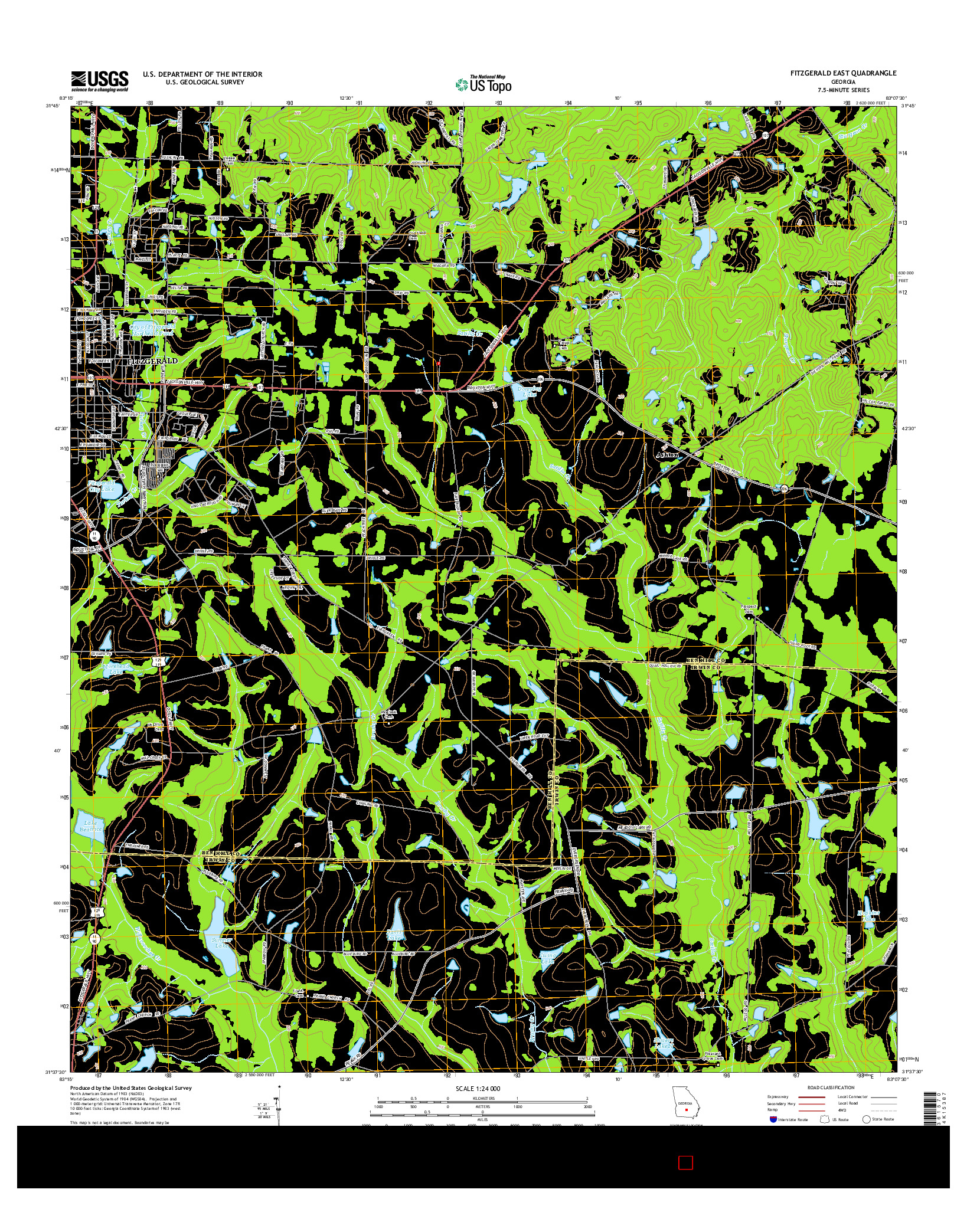 USGS US TOPO 7.5-MINUTE MAP FOR FITZGERALD EAST, GA 2014