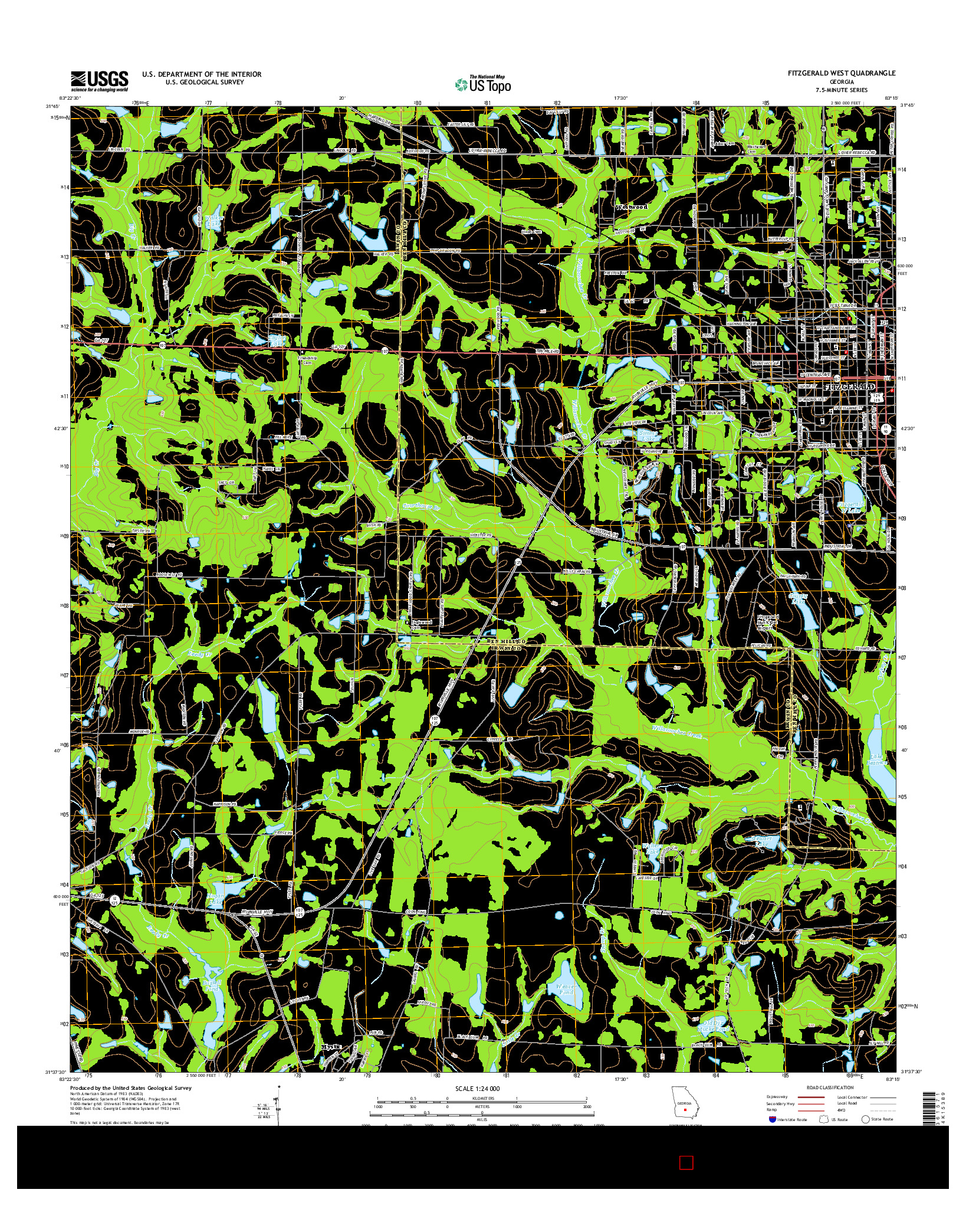 USGS US TOPO 7.5-MINUTE MAP FOR FITZGERALD WEST, GA 2014