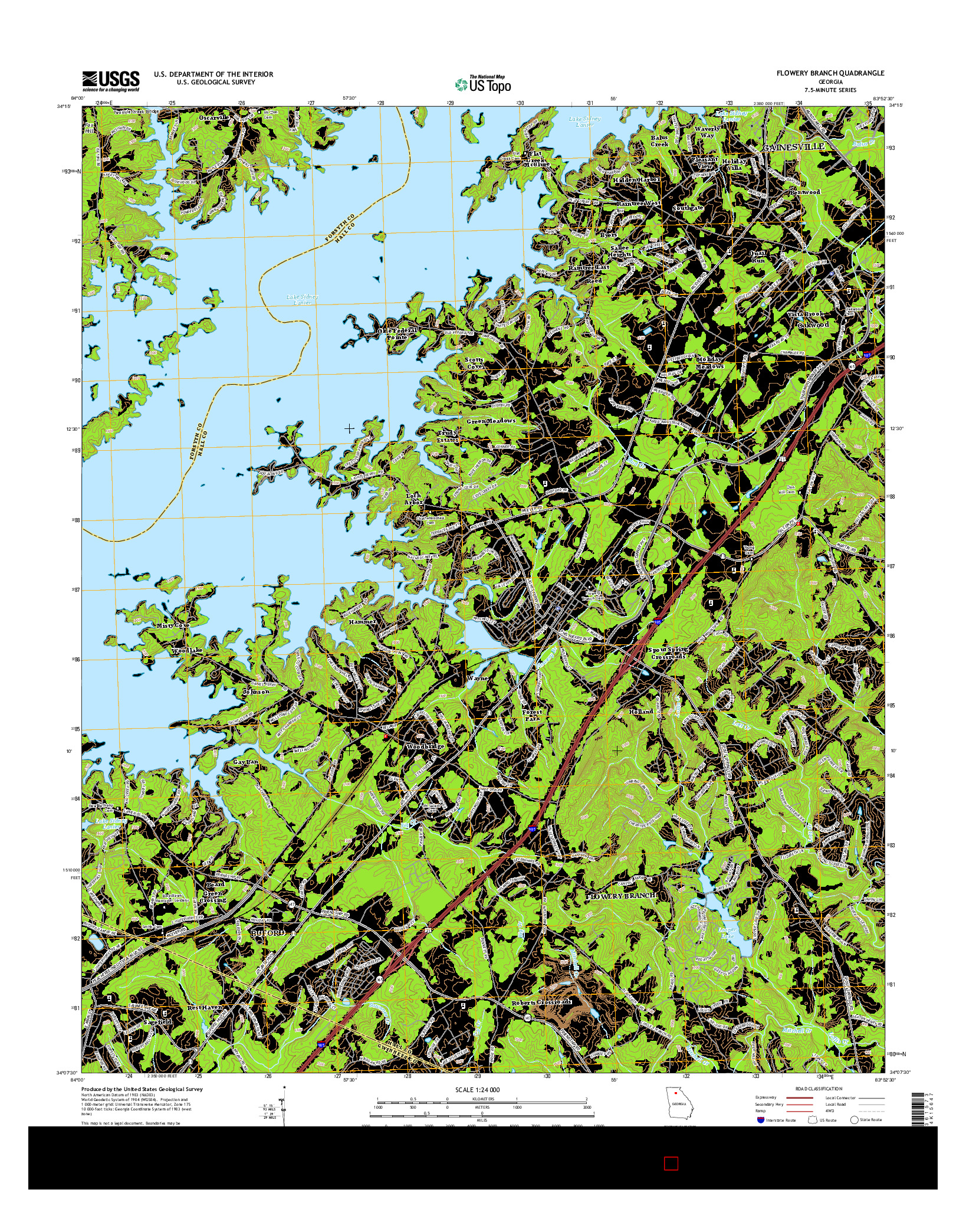 USGS US TOPO 7.5-MINUTE MAP FOR FLOWERY BRANCH, GA 2014