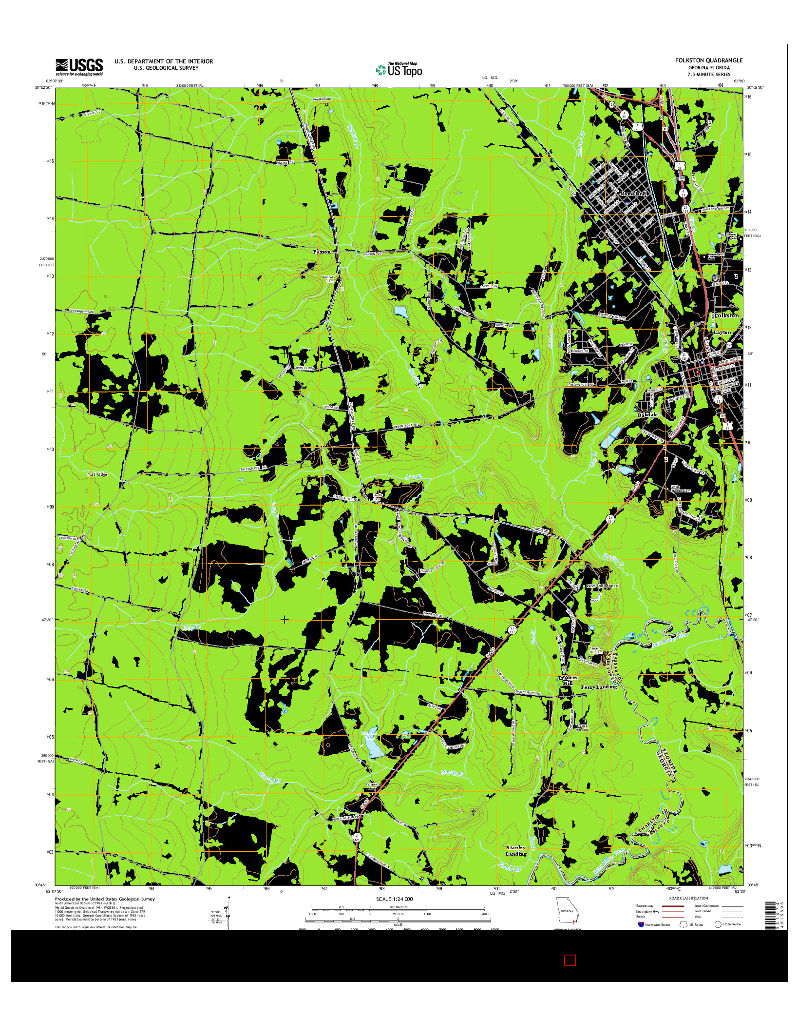 USGS US TOPO 7.5-MINUTE MAP FOR FOLKSTON, GA-FL 2014