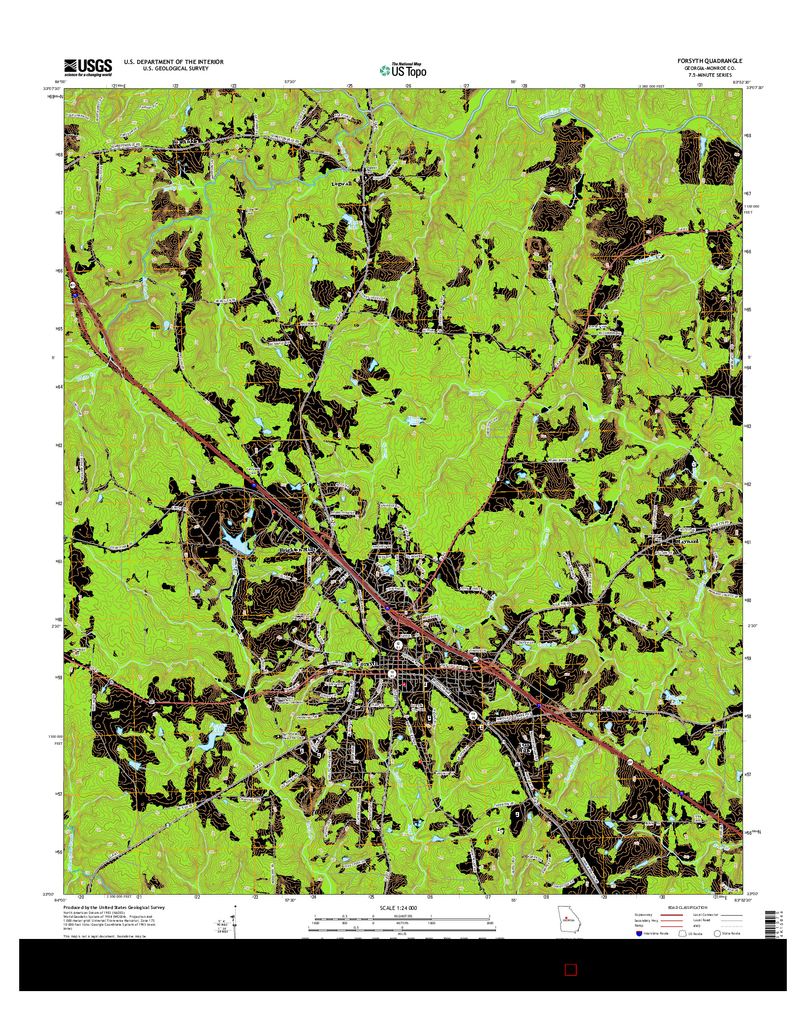 USGS US TOPO 7.5-MINUTE MAP FOR FORSYTH, GA 2014