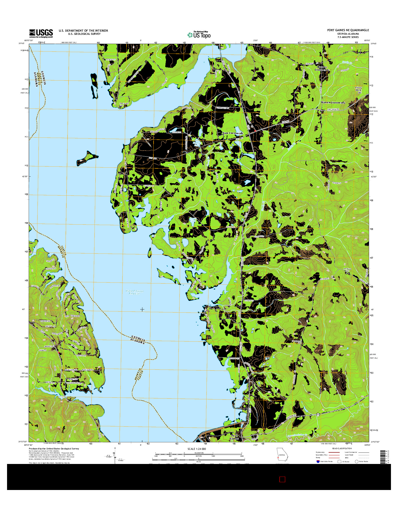 USGS US TOPO 7.5-MINUTE MAP FOR FORT GAINES NE, GA-AL 2014