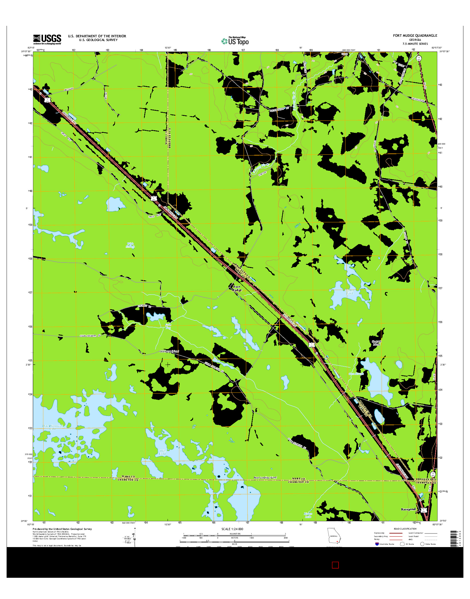 USGS US TOPO 7.5-MINUTE MAP FOR FORT MUDGE, GA 2014