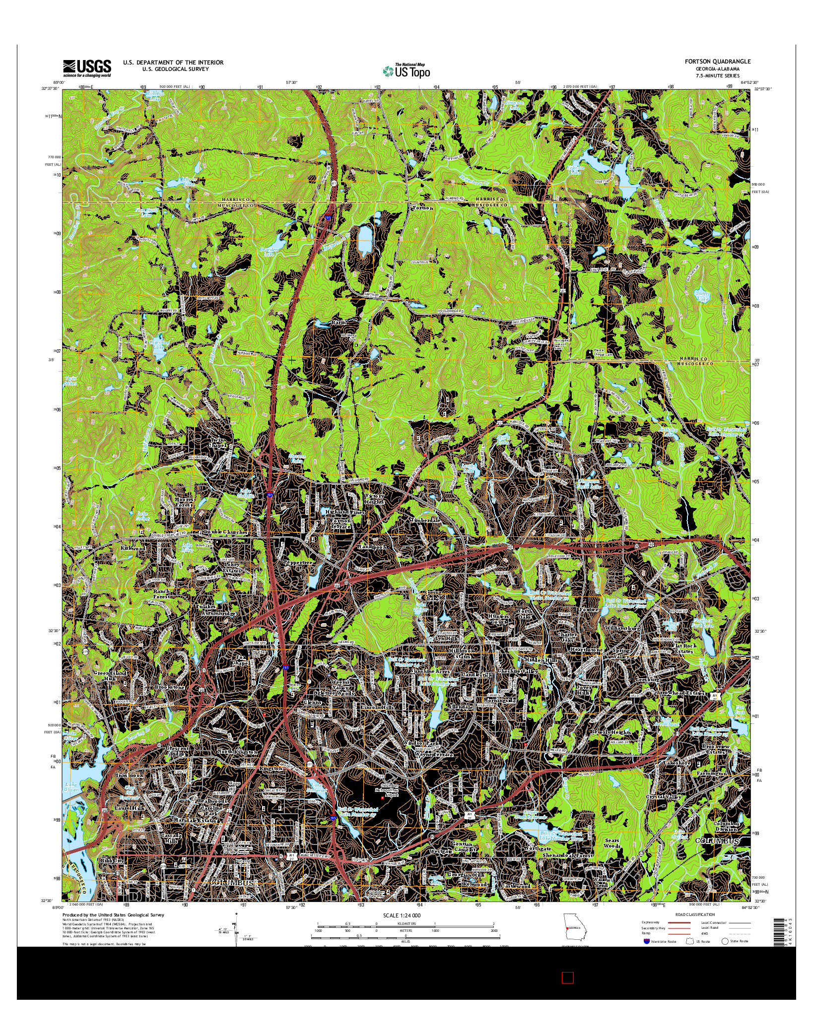 USGS US TOPO 7.5-MINUTE MAP FOR FORTSON, GA-AL 2014