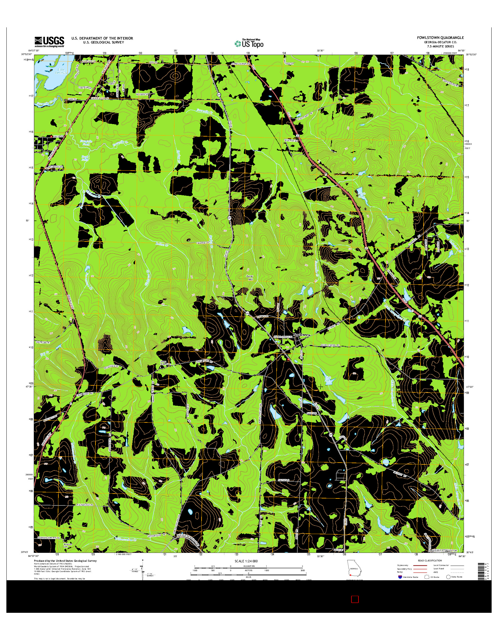 USGS US TOPO 7.5-MINUTE MAP FOR FOWLSTOWN, GA 2014