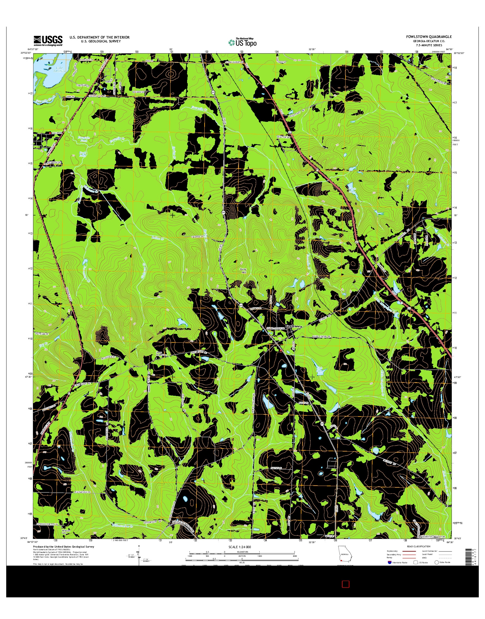 USGS US TOPO 7.5-MINUTE MAP FOR FOWLSTOWN, GA 2014