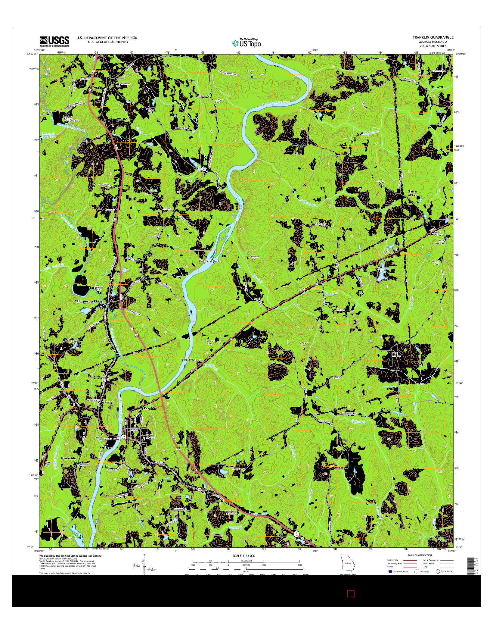 USGS US TOPO 7.5-MINUTE MAP FOR FRANKLIN, GA 2014