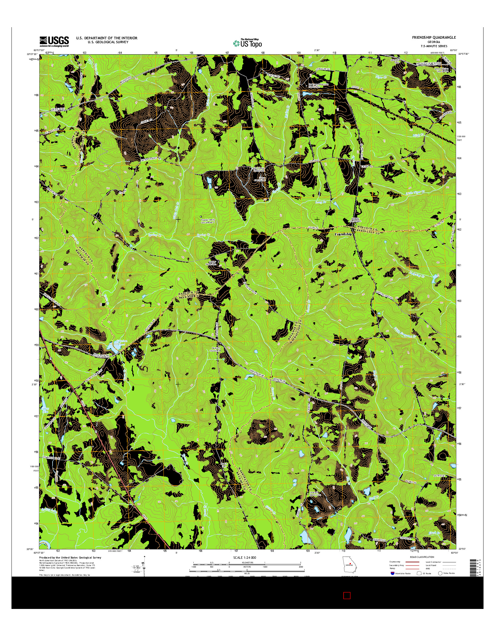 USGS US TOPO 7.5-MINUTE MAP FOR FRIENDSHIP, GA 2014