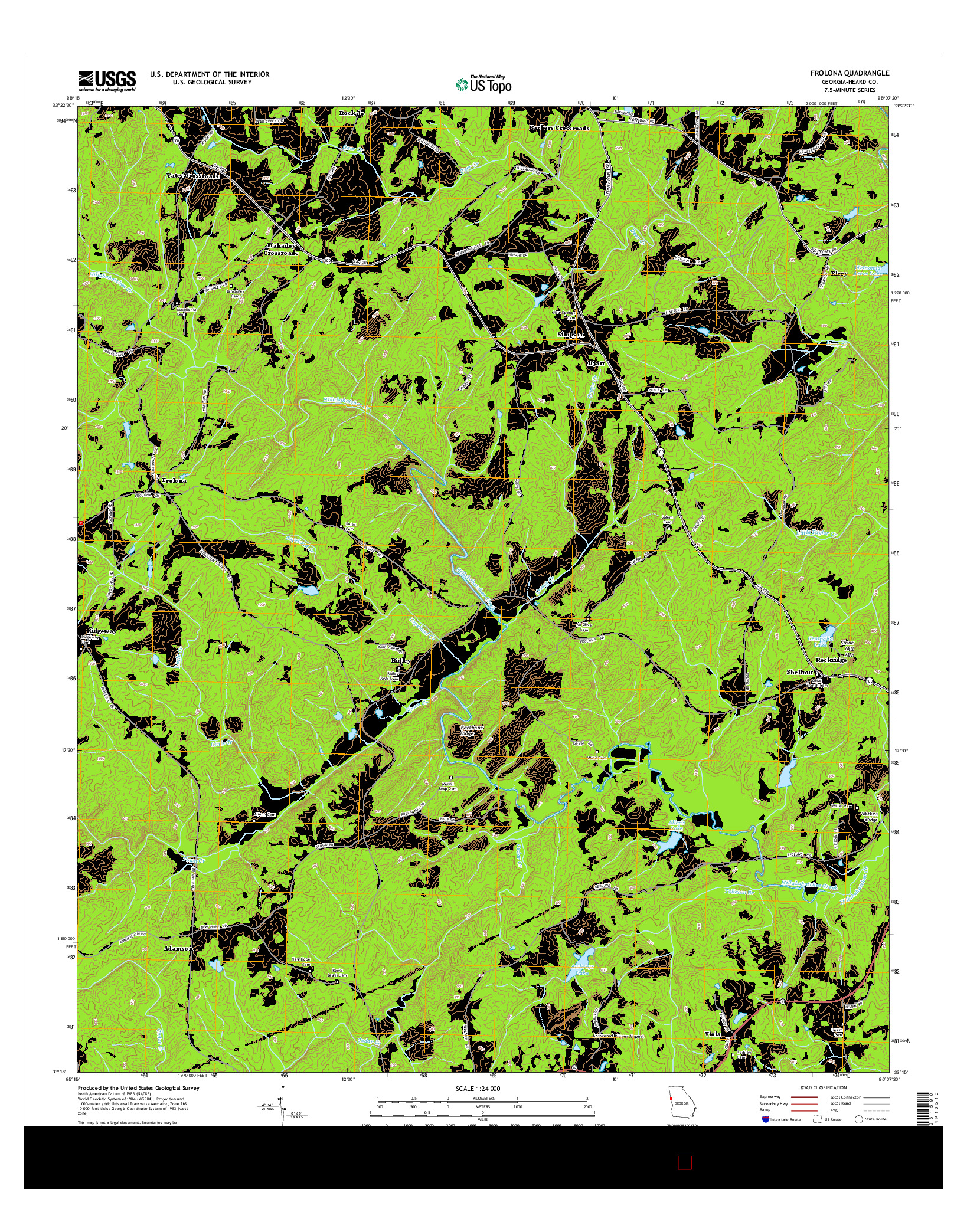 USGS US TOPO 7.5-MINUTE MAP FOR FROLONA, GA 2014