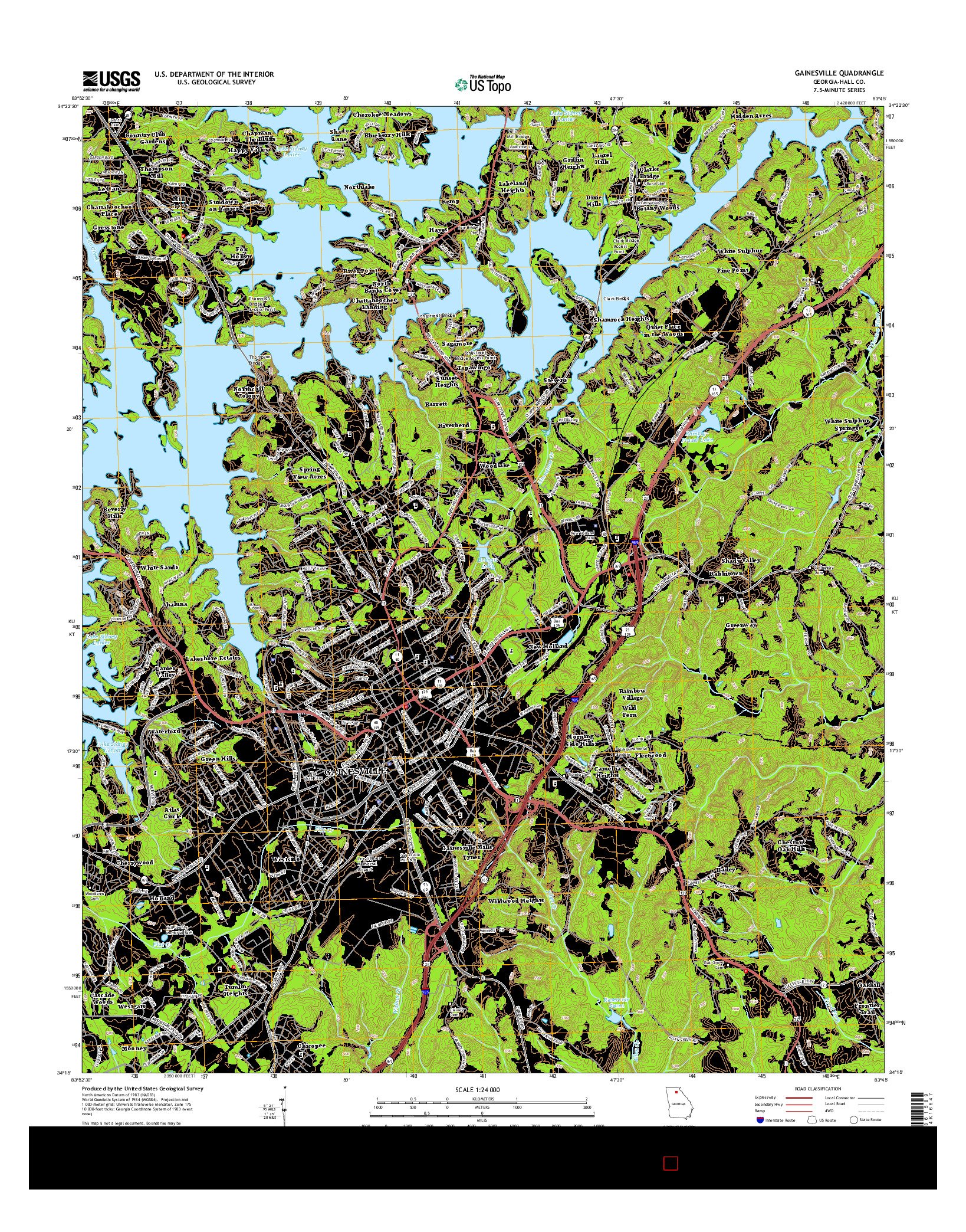 USGS US TOPO 7.5-MINUTE MAP FOR GAINESVILLE, GA 2014