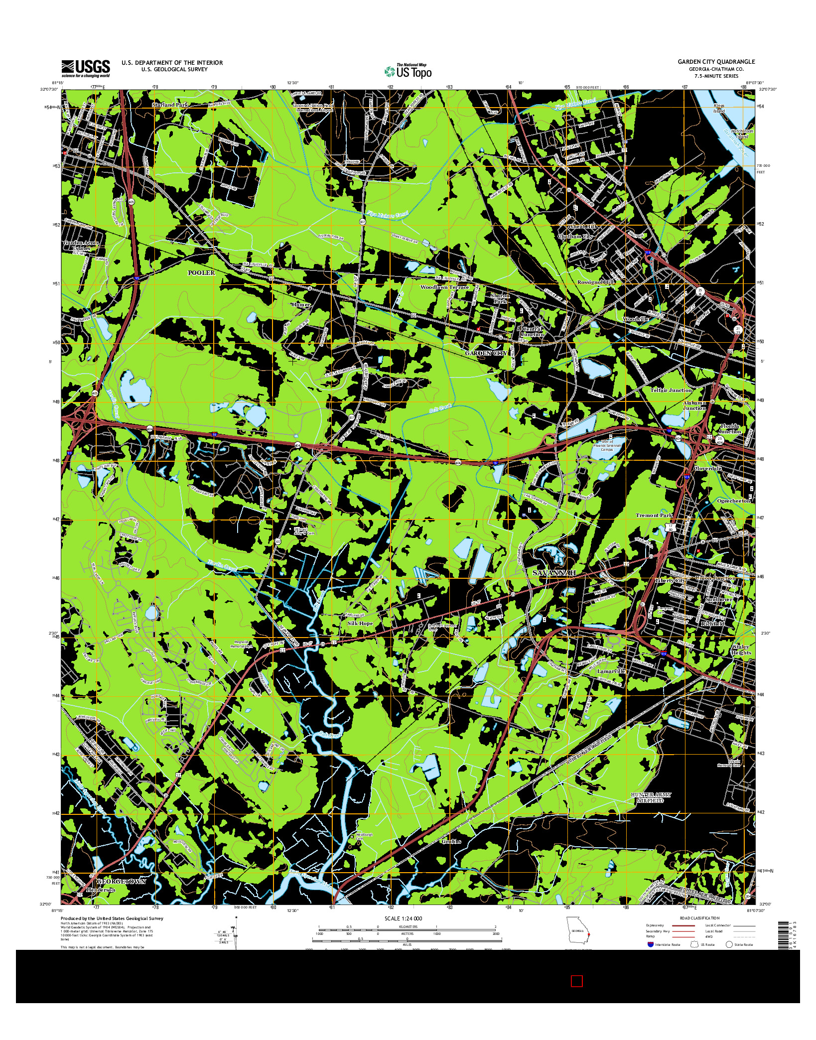 USGS US TOPO 7.5-MINUTE MAP FOR GARDEN CITY, GA 2014