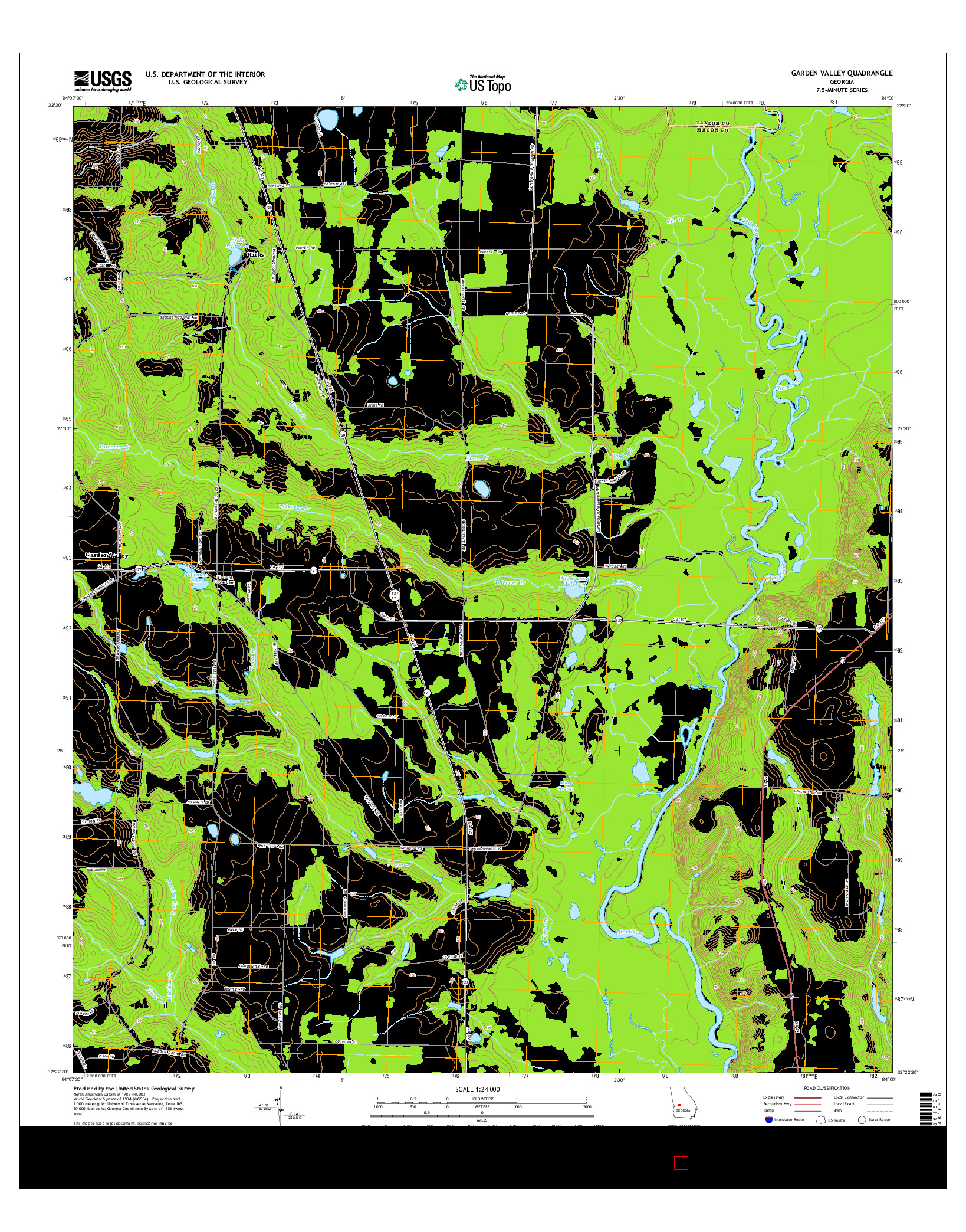 USGS US TOPO 7.5-MINUTE MAP FOR GARDEN VALLEY, GA 2014
