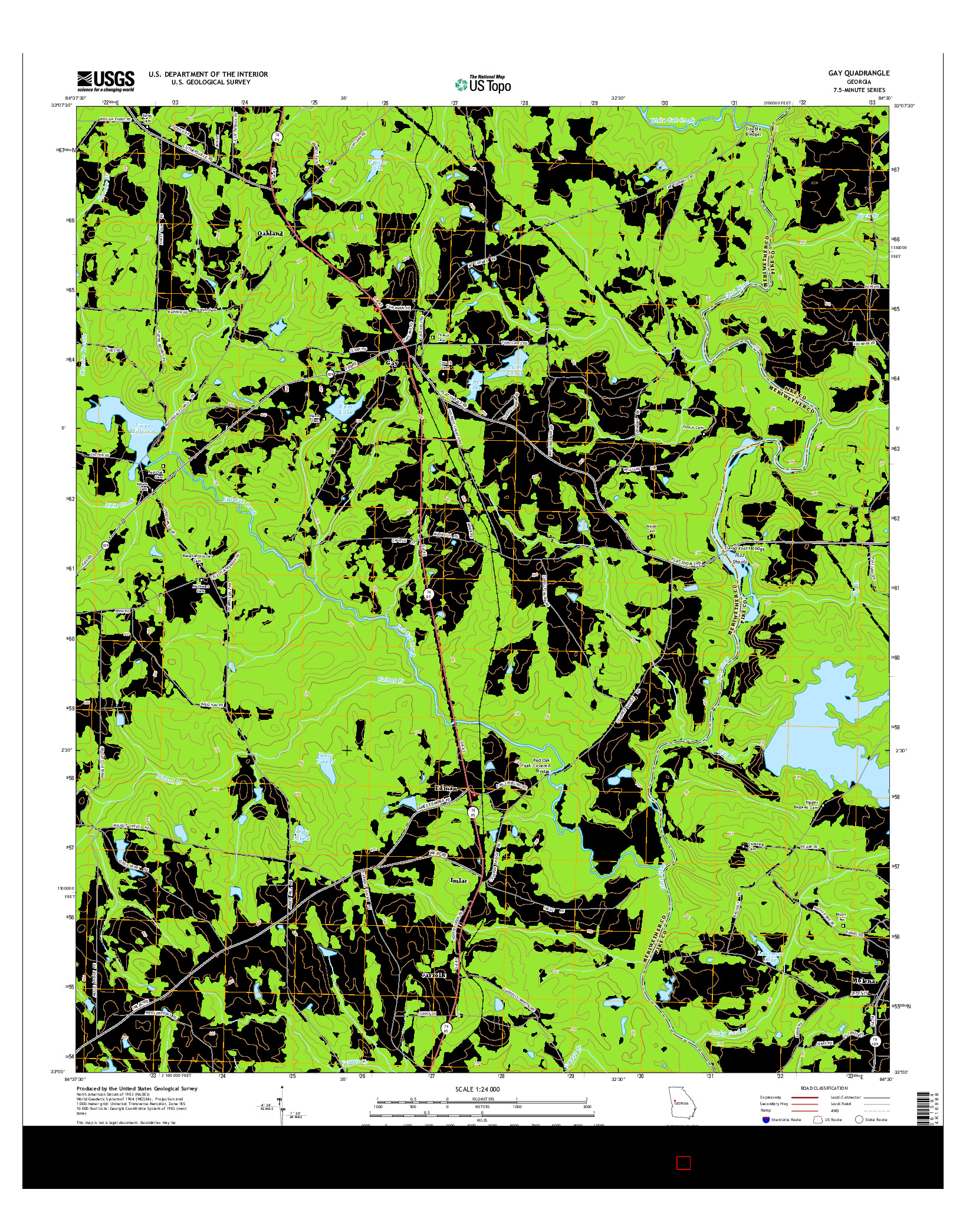 USGS US TOPO 7.5-MINUTE MAP FOR GAY, GA 2014